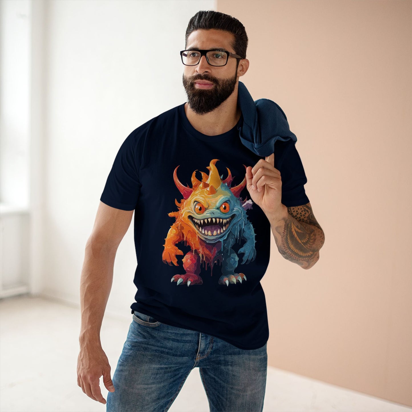 Cartoon Monsters Graphic Unisex 100 Cotton Staple Tee 32