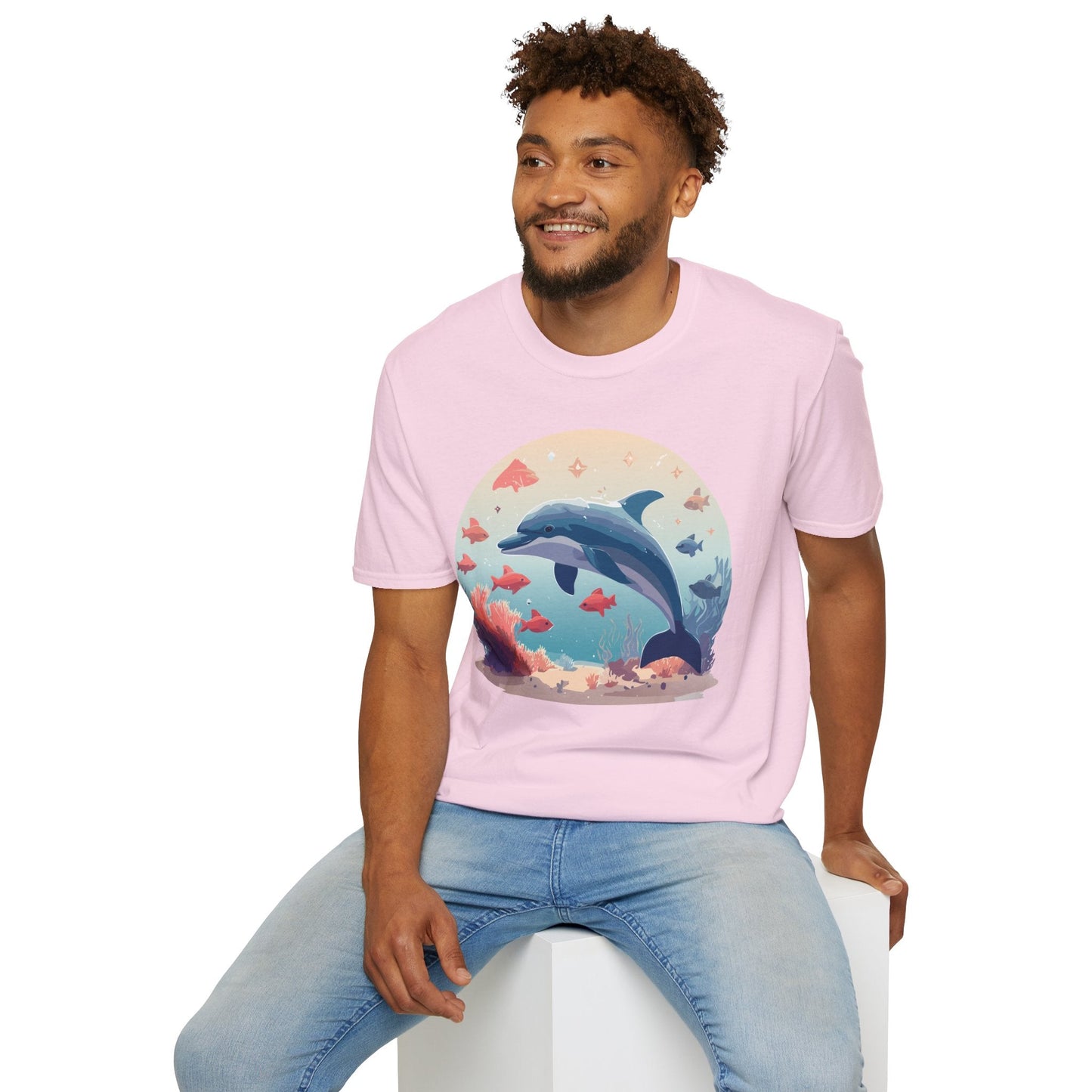 Dolphin Shirt Unisex Softstyle Tee 64000 Gildan 100 Percent Ring Spun Cotton For Everyday Comfort