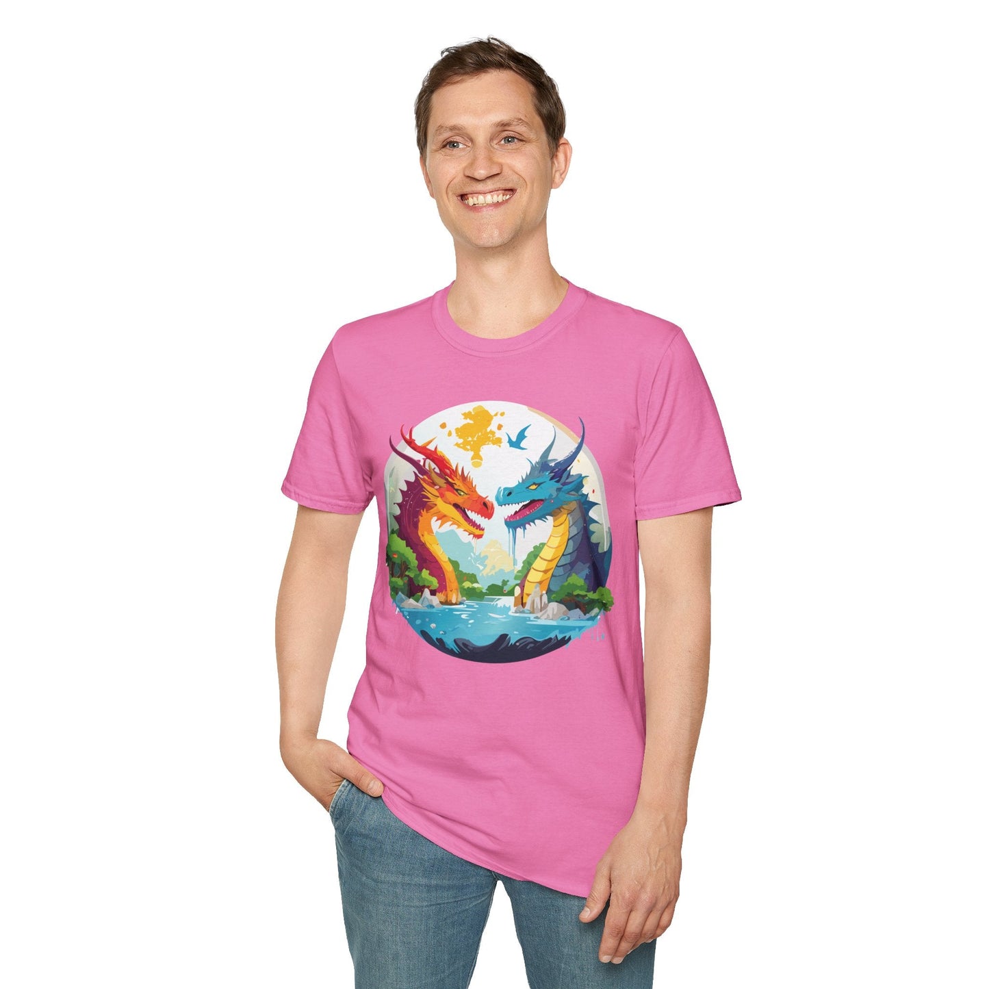 Dragon Graphic Unisex Cotton Softstyle Art Design Tee With Animals 16