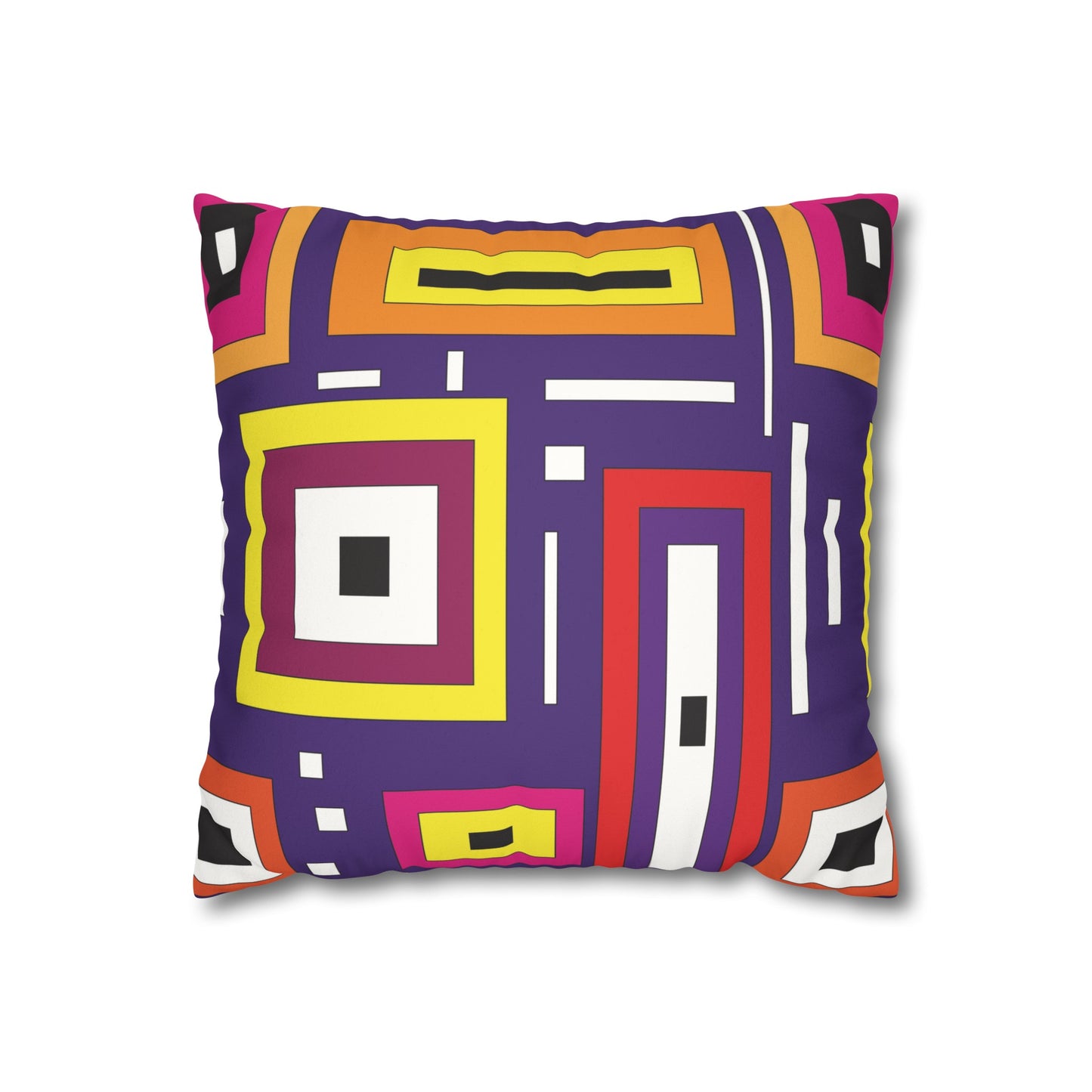 Faux Suede Pillowcase with Abstract print