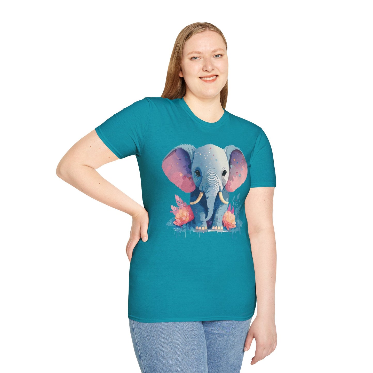 Elephant T Shirt For Adults Unisex Gildan Softstyle 64000 100 Percent Ring Spun Cotton Tee