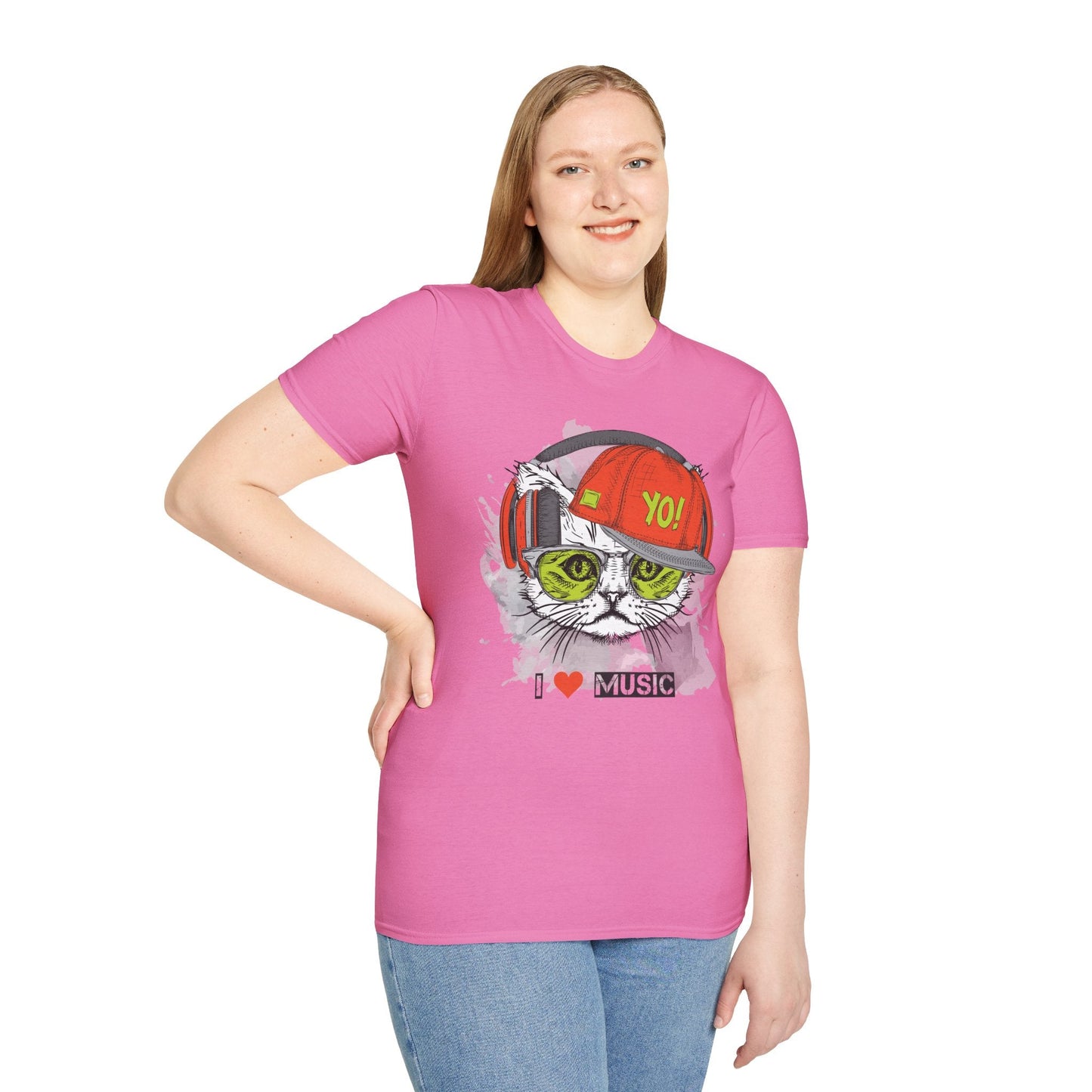 I Love Music Animals Shirt With Headphones Unisex Softstyle Tee Gildan 64000 Cotton Comfort
