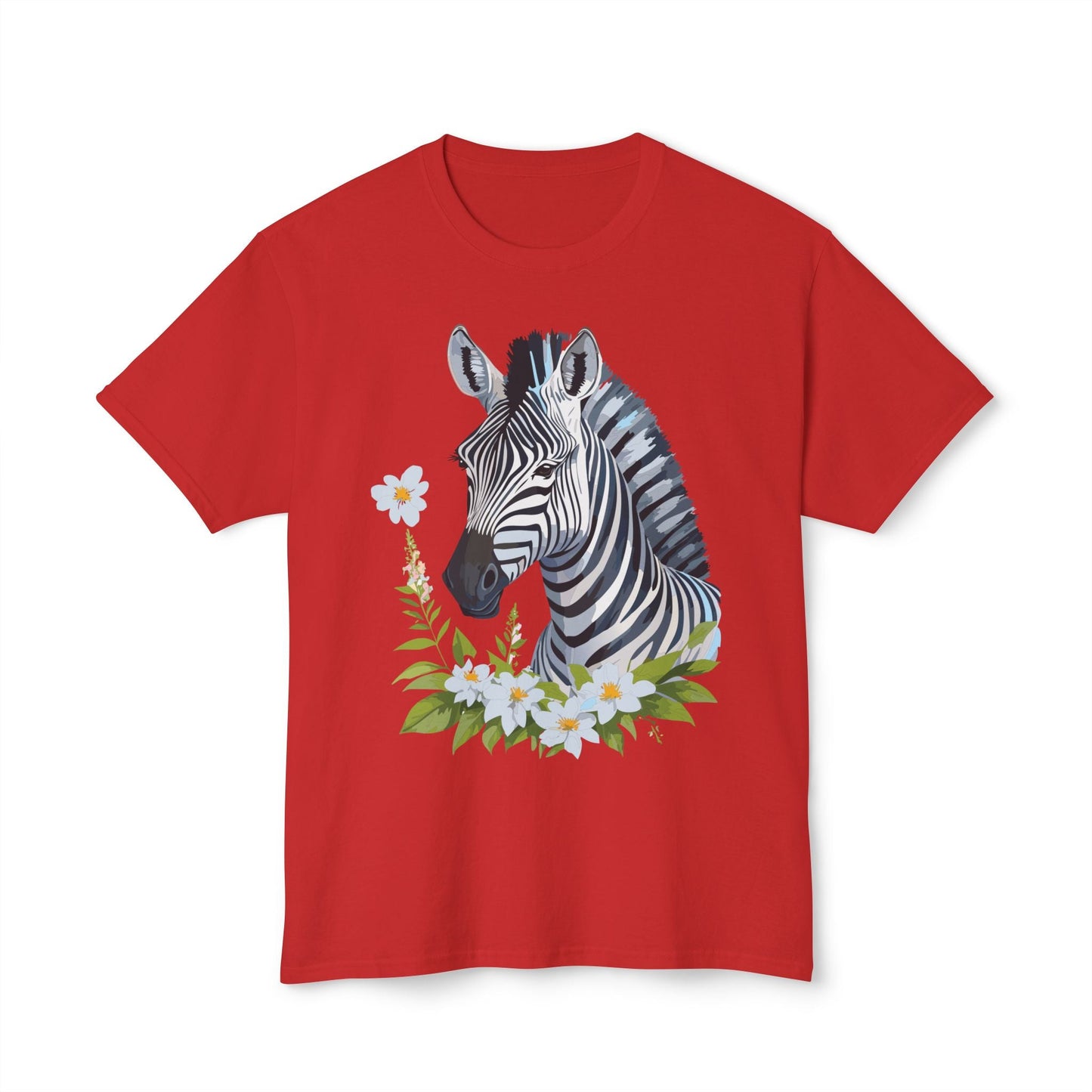 Unisex Zebra Art Print T Shirt 100% Cotton Vintage Floral Tee Made in USA Premium Graphic Tee