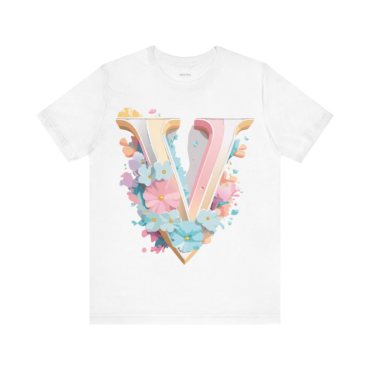 Letter V Graphic Unisex Cotton Bella+Canvas Tee with Art Letter Design