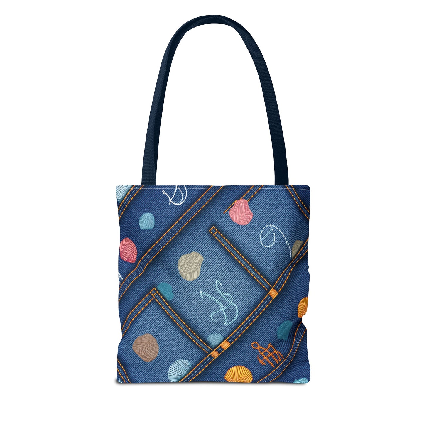 Denim Fabric Imitation Print Unisex Canvas Bag Poly Spun 3 Sizes Tote Bag 182-24