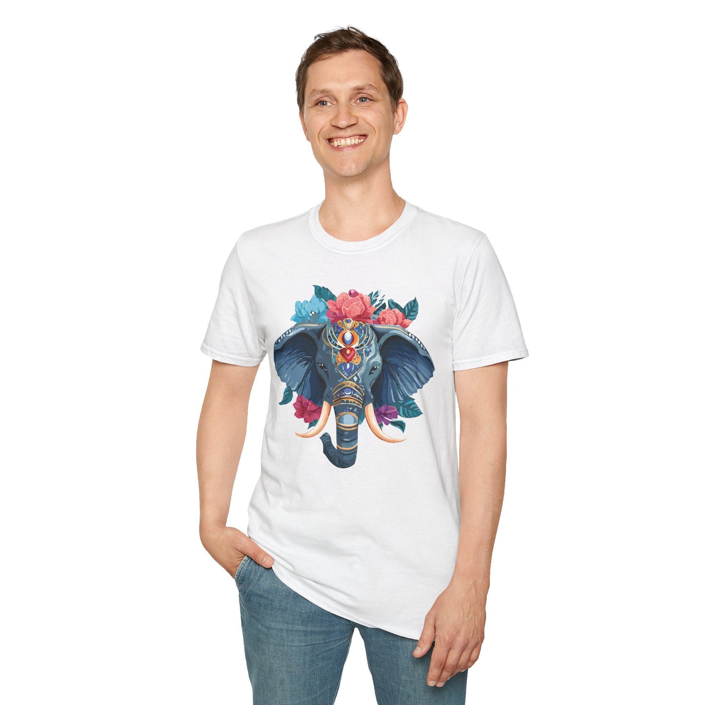 Elephant T Shirt Unisex Softstyle Tee Gildan 64000 100 Percent Ring Spun Cotton Fabric