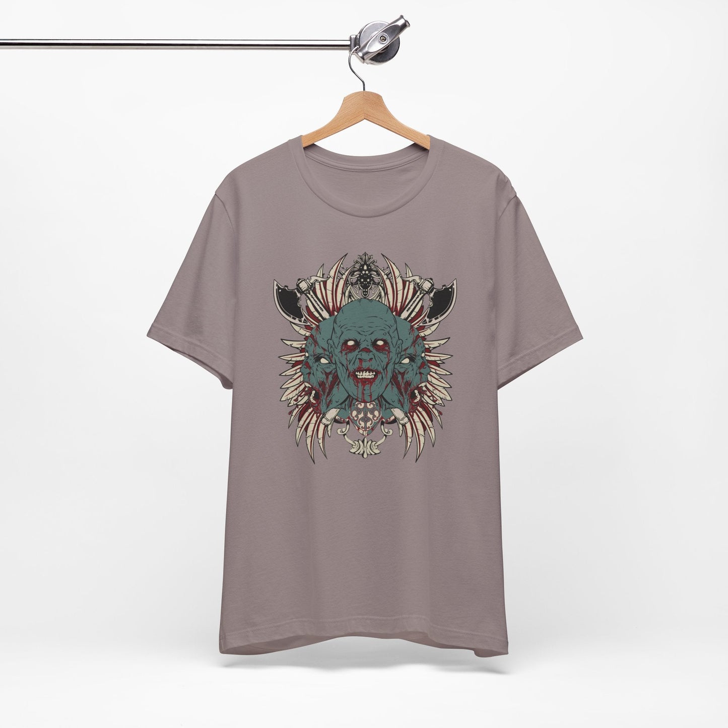 Zombie Skull Mandala T-Shirt Horror Graphic Tee, Gothic Skull Art-54-2