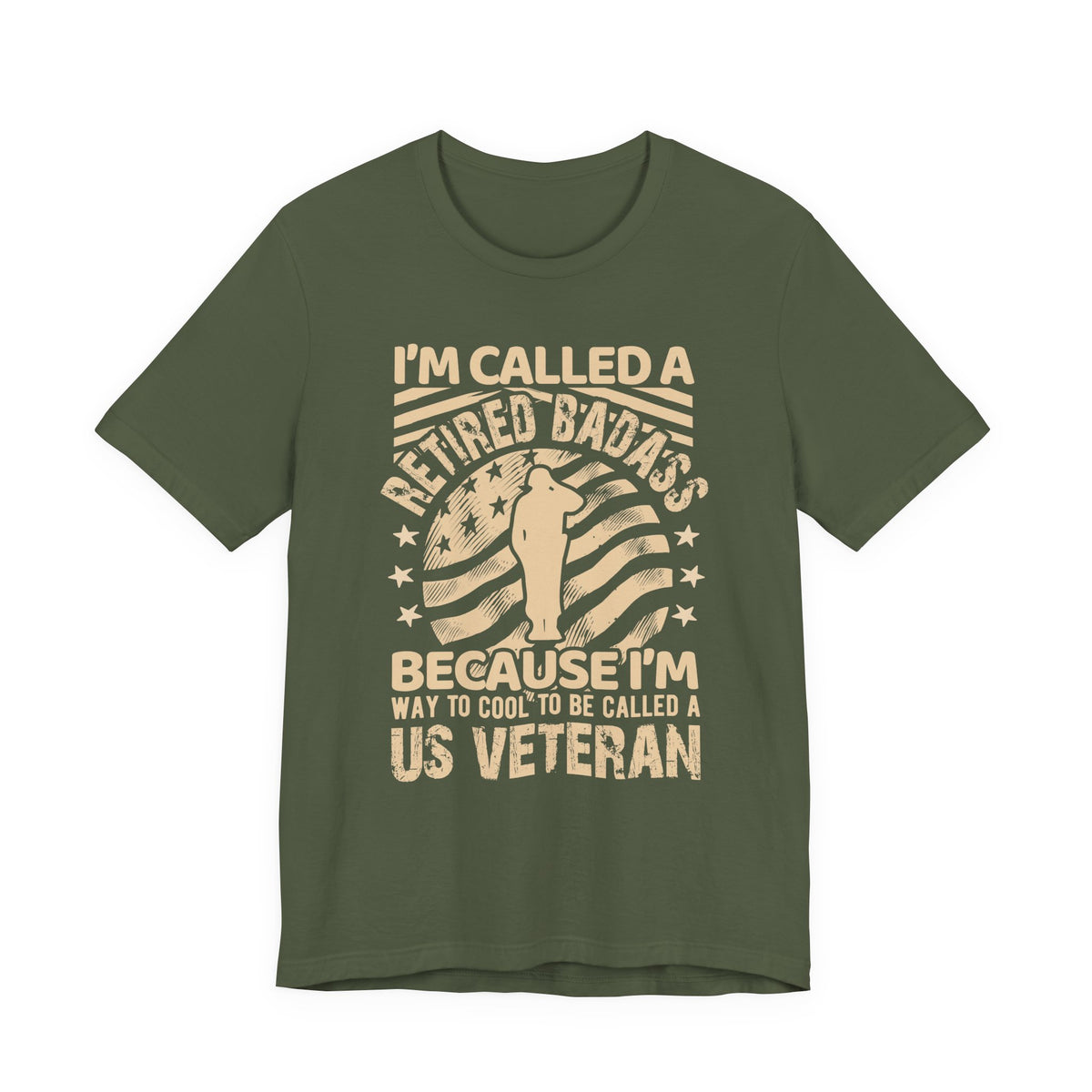 Retired Badass US Veteran T-Shirt Veteran Flag Silhouette Unisex Cotton Tee v12