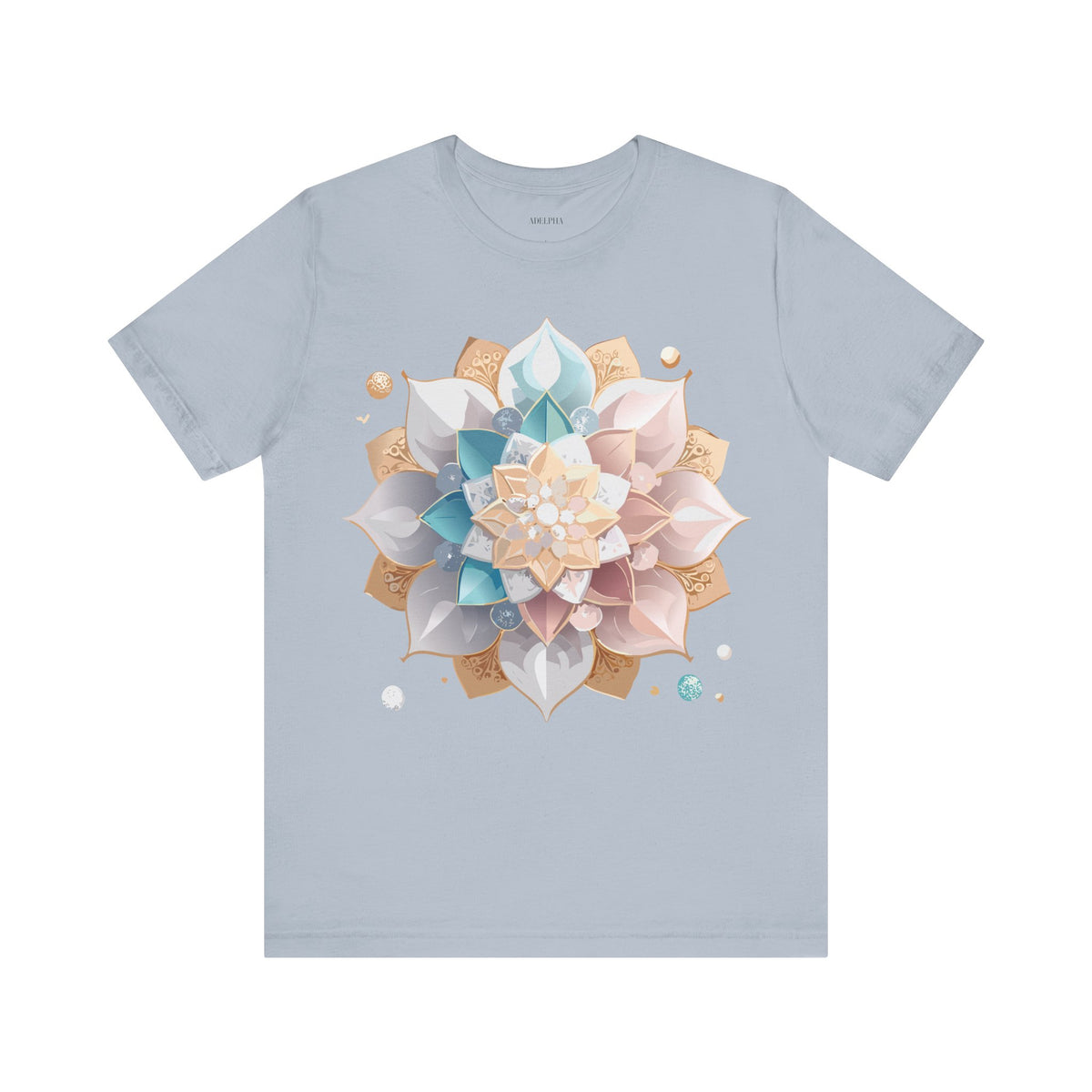 Mandala Graphic Unisex Cotton Bella+Canvas Tee with Floral Art Design d22
