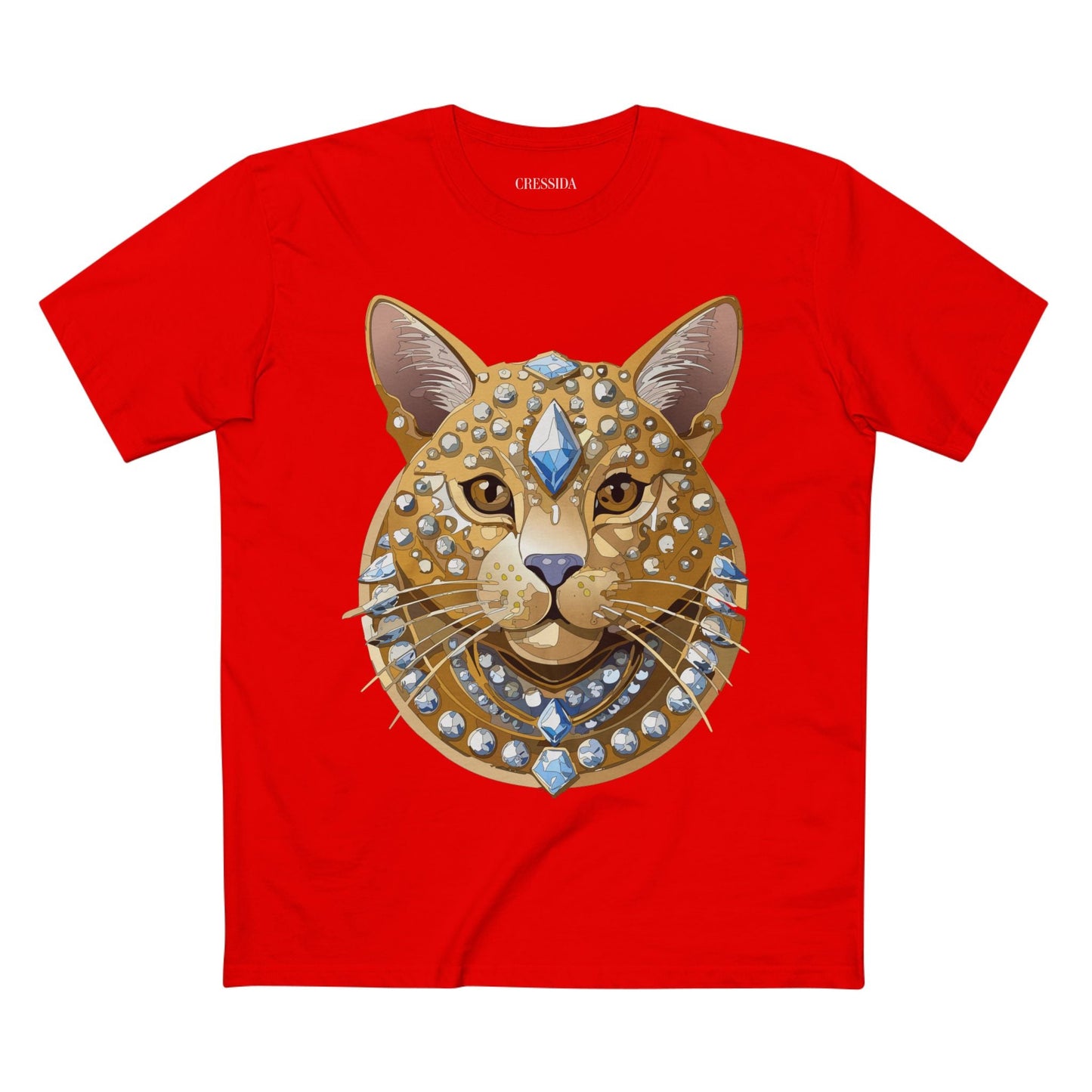 Cat Graphic Unisex 100 Cotton Tee With Unique Animal Golden Medallion Art Design 11