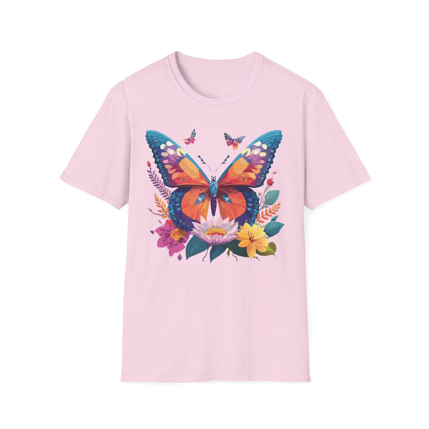 Butterfly Print Unisex T Shirt Softstyle 64000 Monarch Butterfly Themed Tee Ring Spun Cotton
