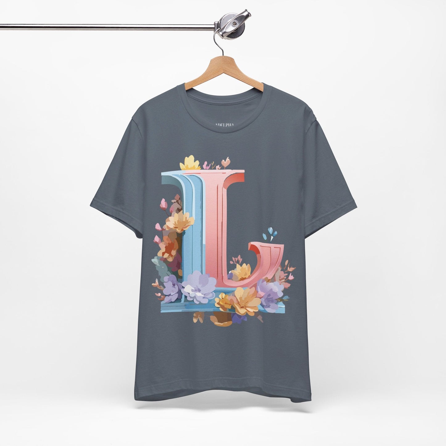 Letter L Shirt Graphic T Shirt Unisex Short Sleeve Vintage Inspired Artwork By Adelpha