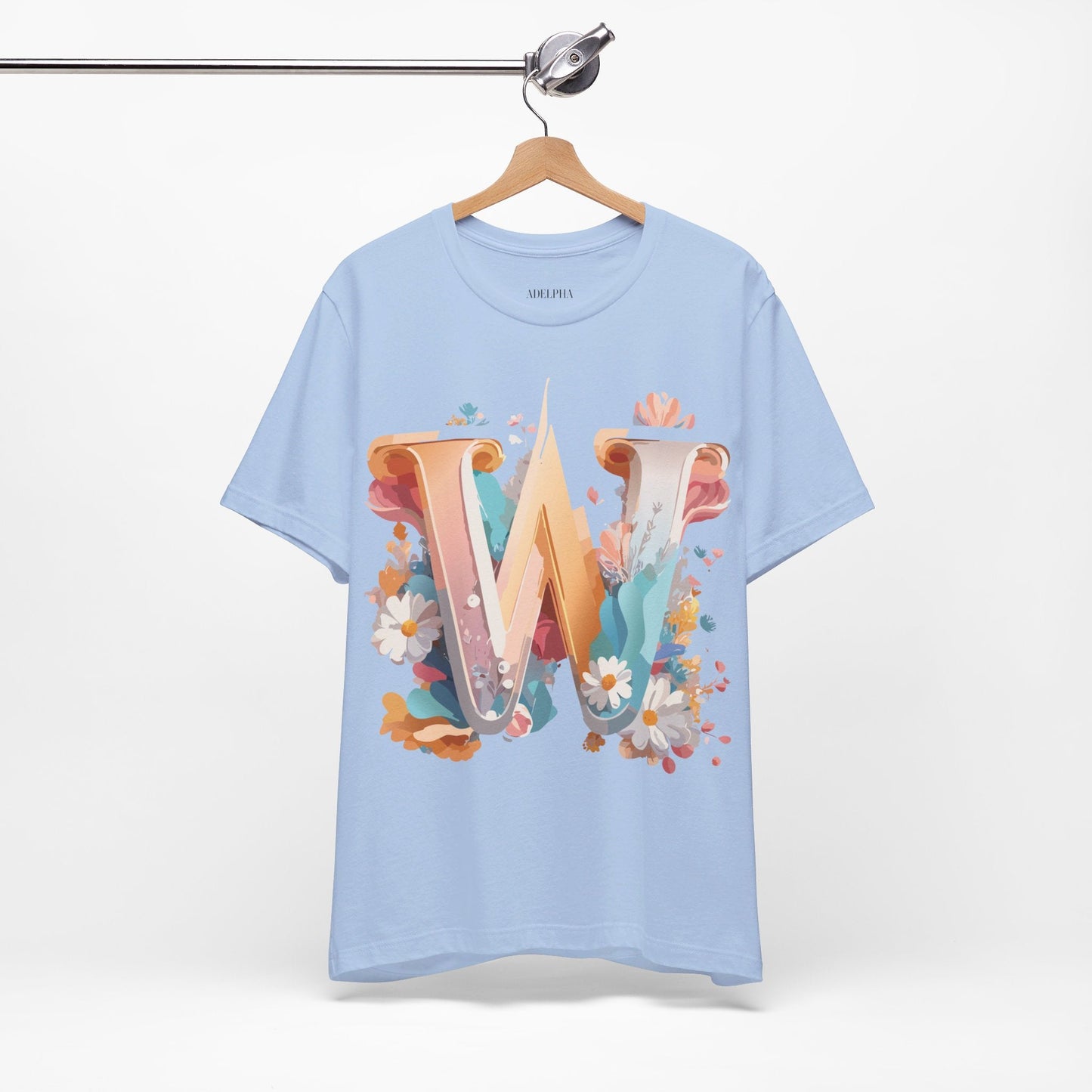 Letter W Shirt Graphic Tee Unisex Jersey Short Sleeve Vintage Inspired Art Adelpha Design