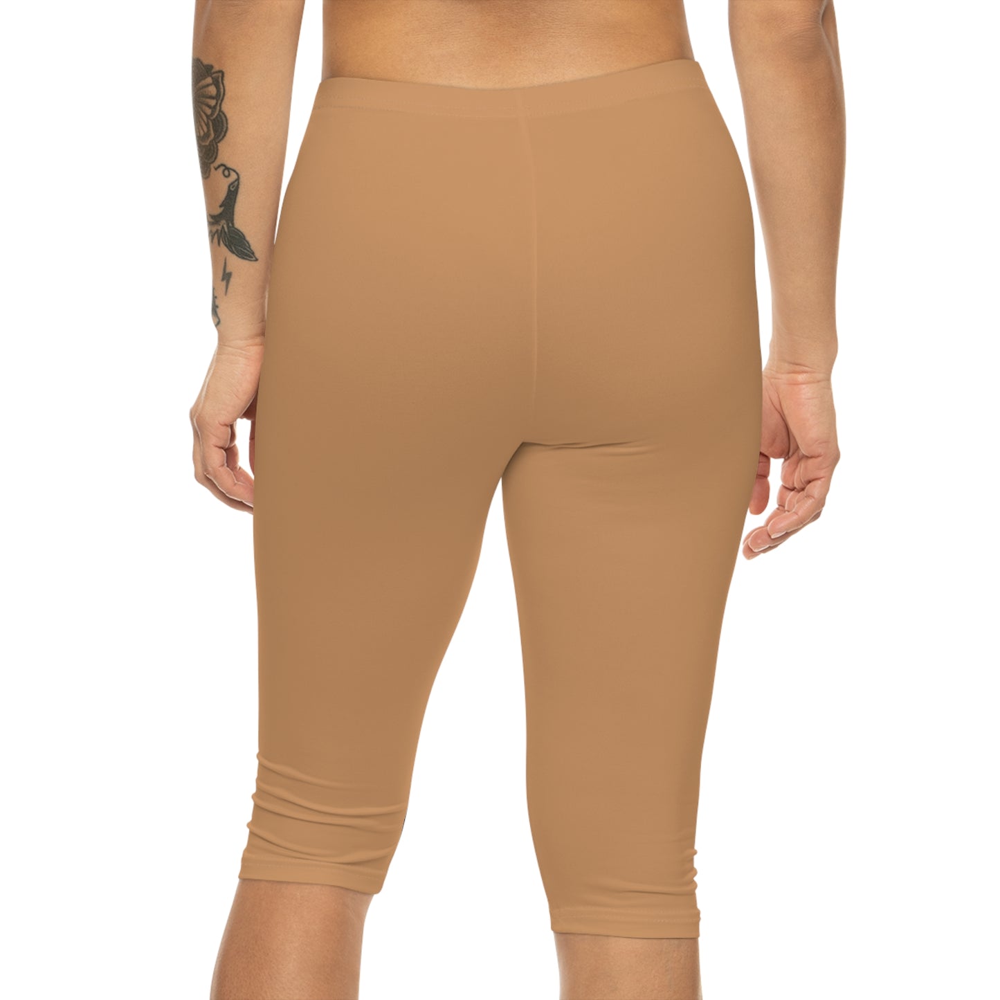 Light Bronze Color Women's Brushed Suede Poly Span Casual Capri Leggings XS-2XL