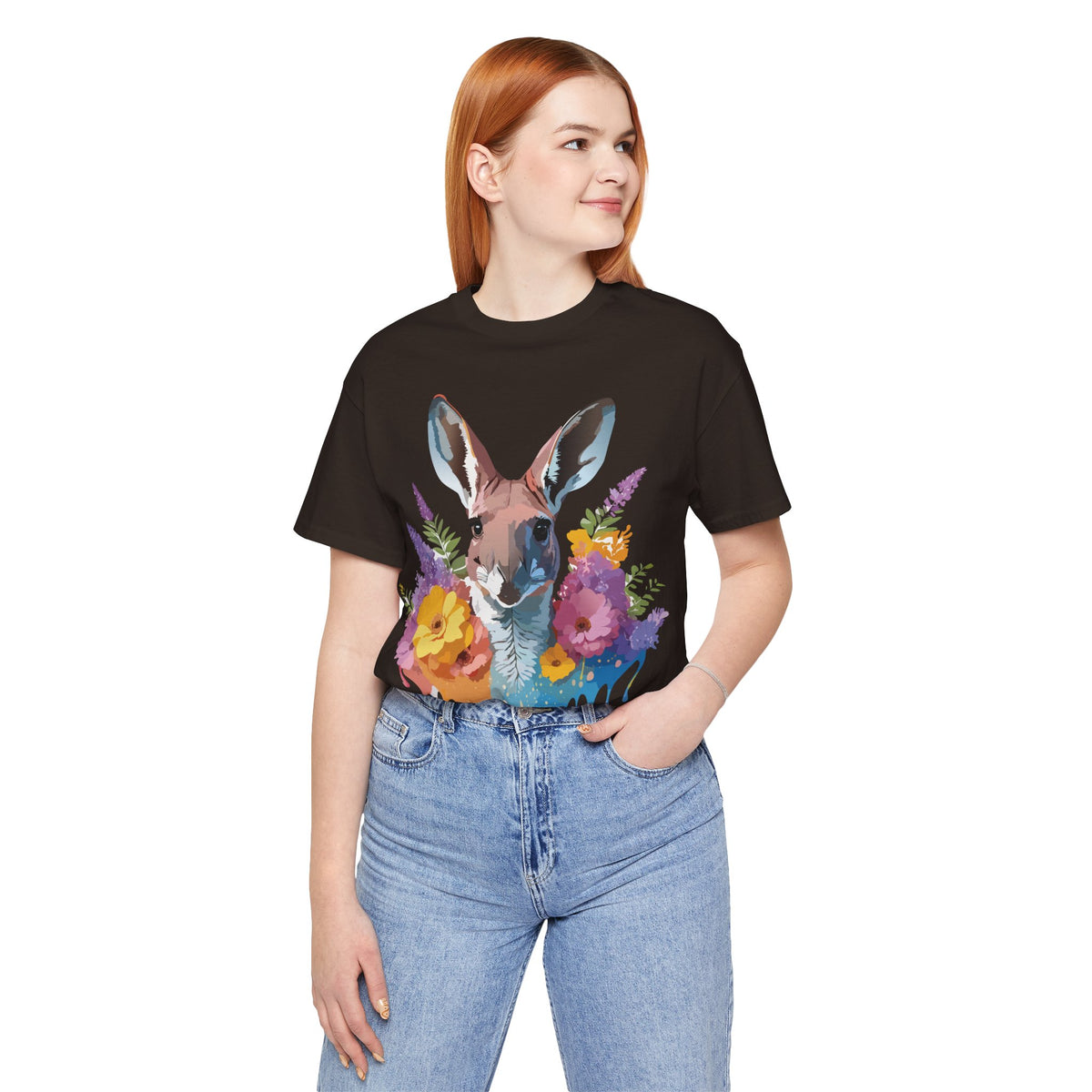 Kangaroo Graphic Unisex Cotton Bella+Canvas Tee with Art Animal Design e37