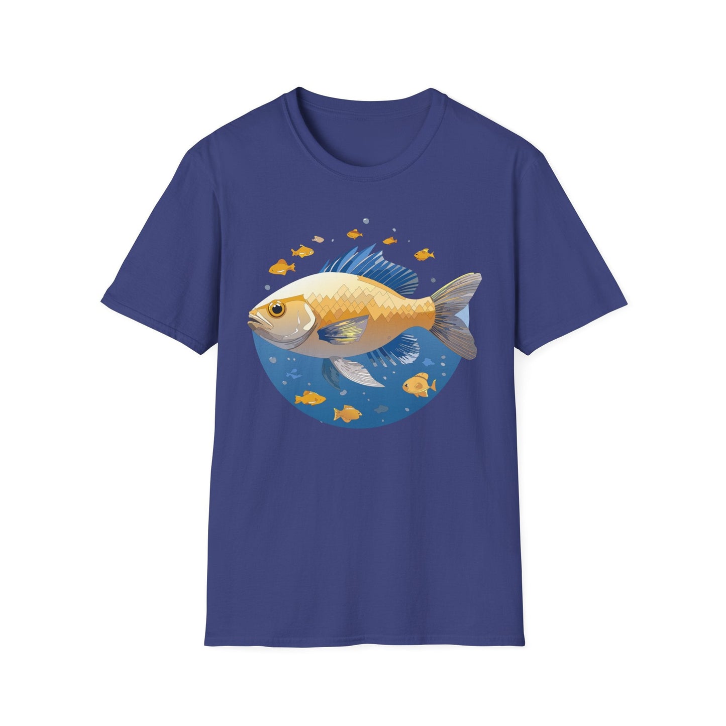 Fish Art Graphic Tee Shirt Unisex Gildan Softstyle 64000 100 Percent Ring Spun Cotton