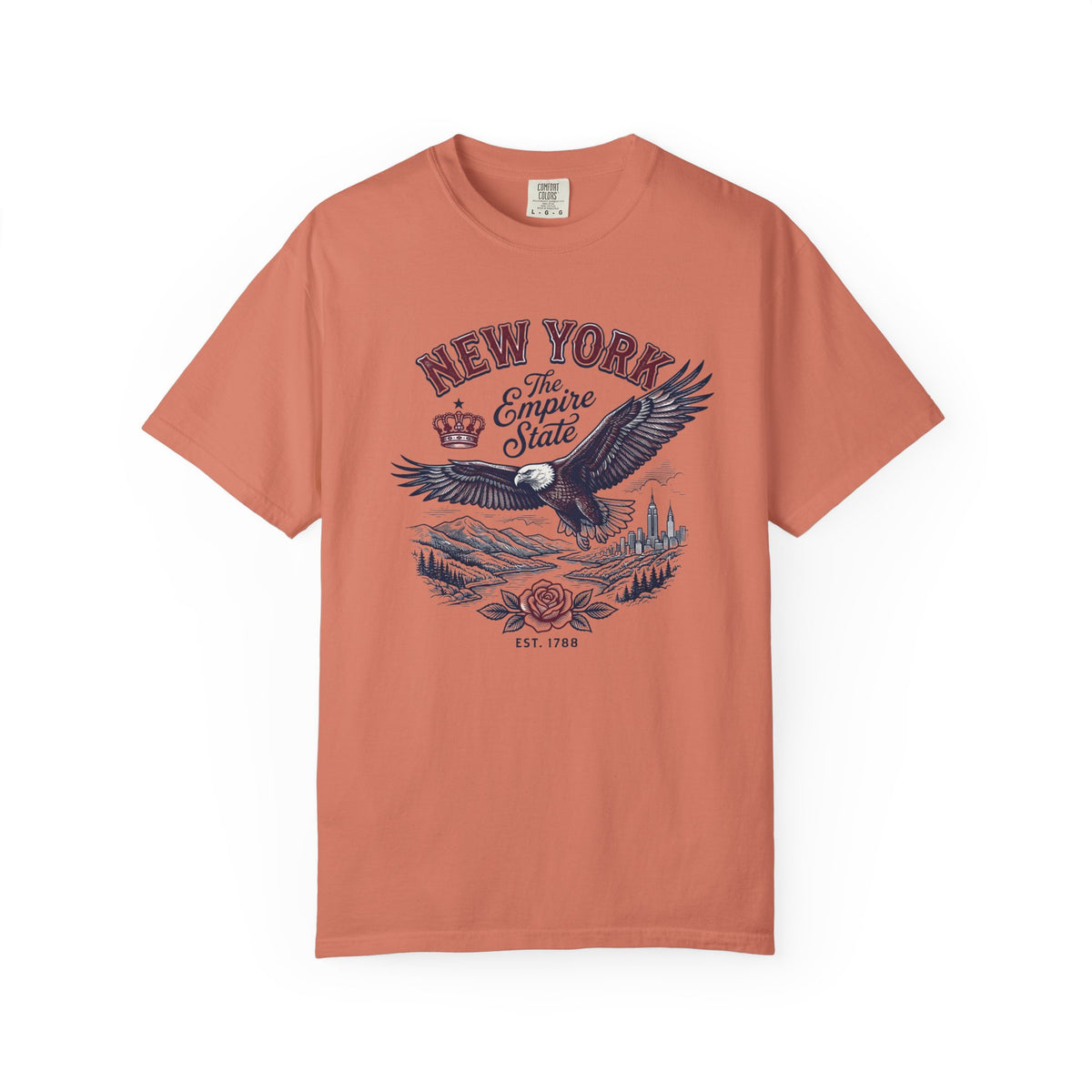 New York Empire State Eagle Vintage Travel Tourist Graphic Gift Tee Unisex 100 Cotton Comfort Colors T-Shirt