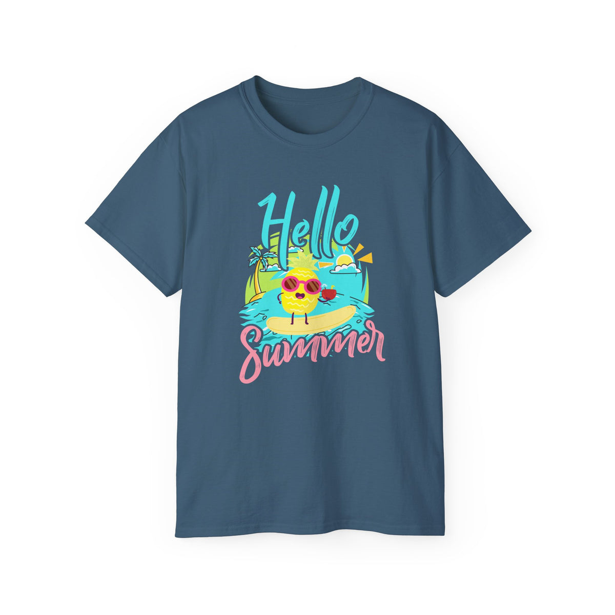 Hello Summer chick graphic Tee | Summer beach sun illustration