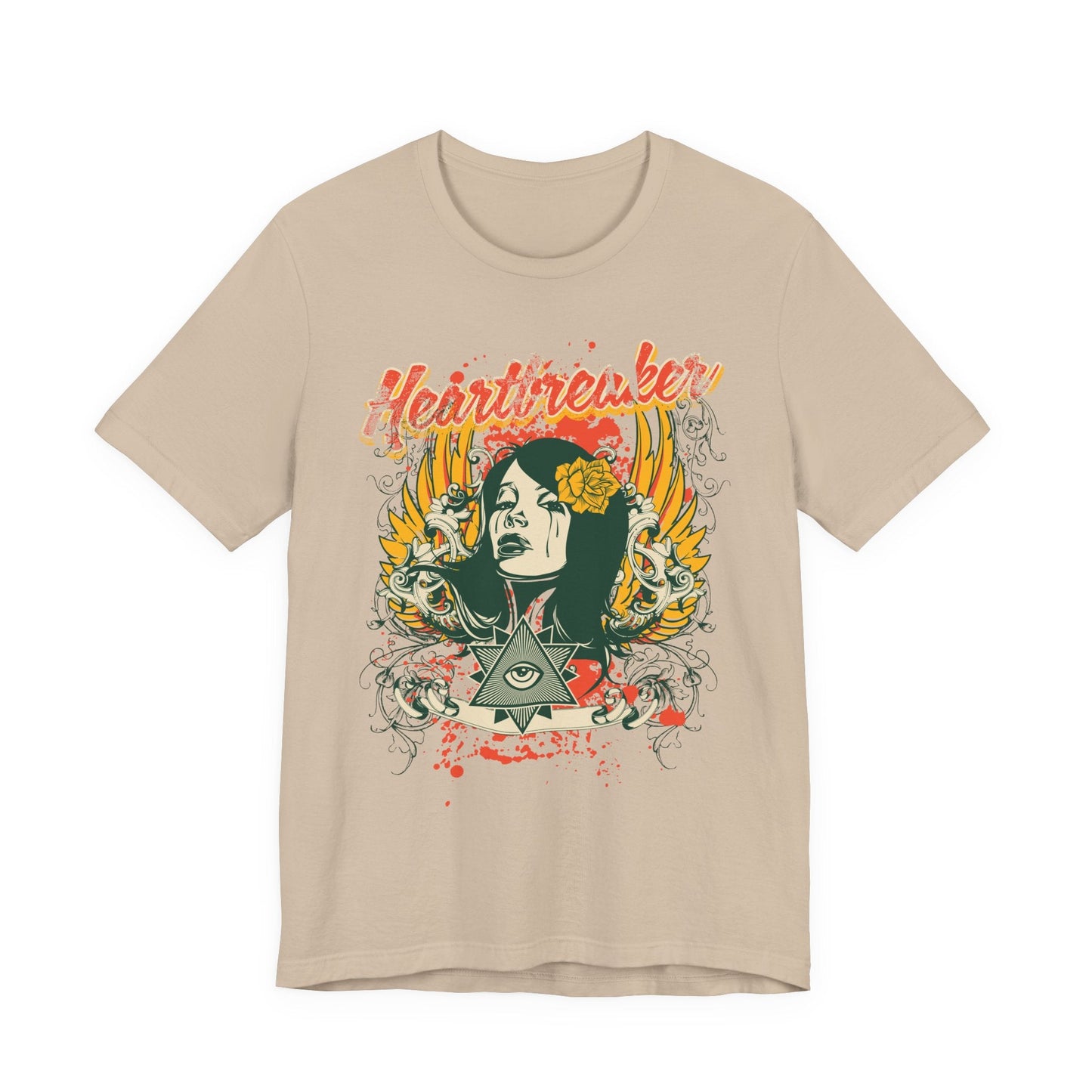 Heartbreaker Illustration Tee Retro Femme Portrait Floral Skull Graphic T-Shirt