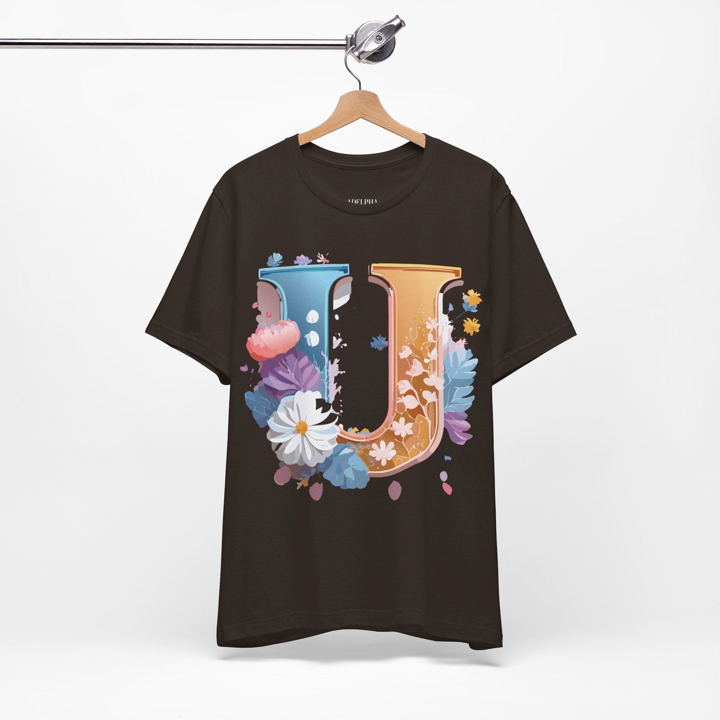 Letter U Graphic Tee Unisex Jersey Short Sleeve Premium Adelpha Art Design Shirt