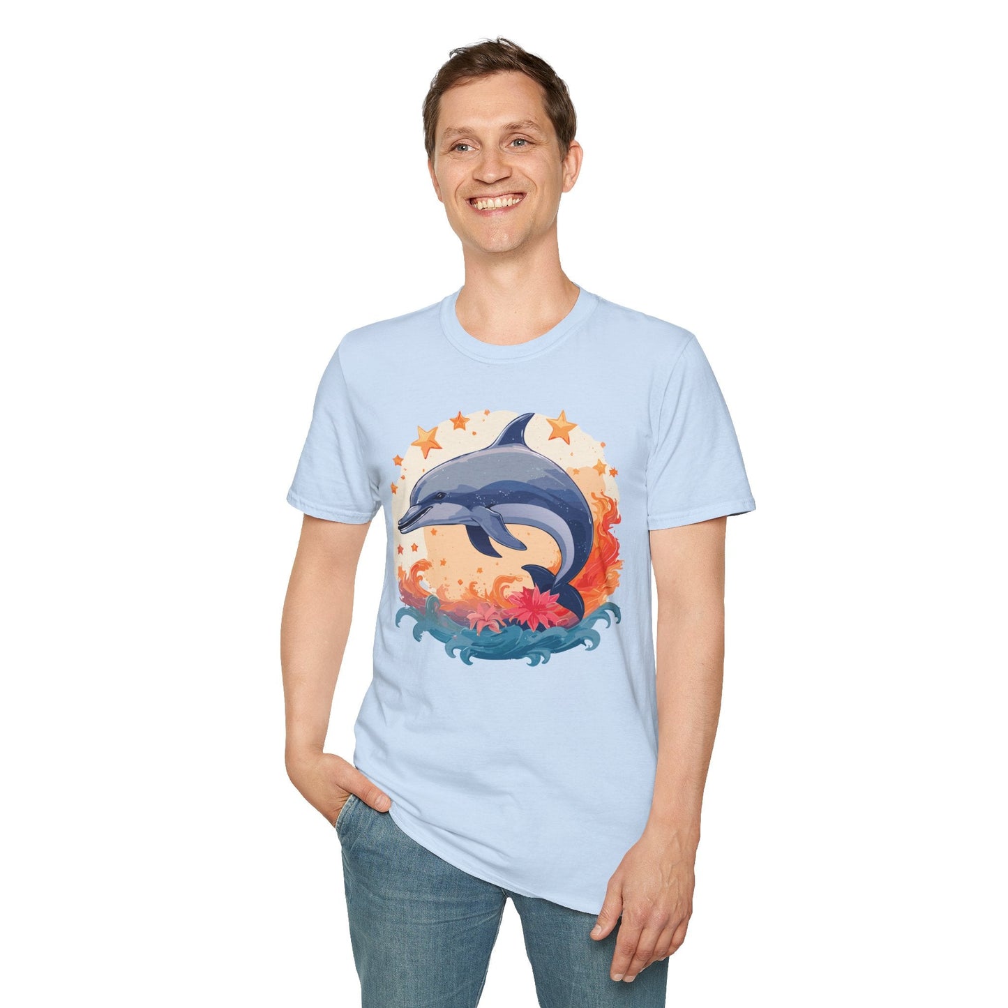 Dolphin Shirt Unisex Tee Gildan Softstyle 64000 100 Percent Ring Spun Cotton Comfort Wear