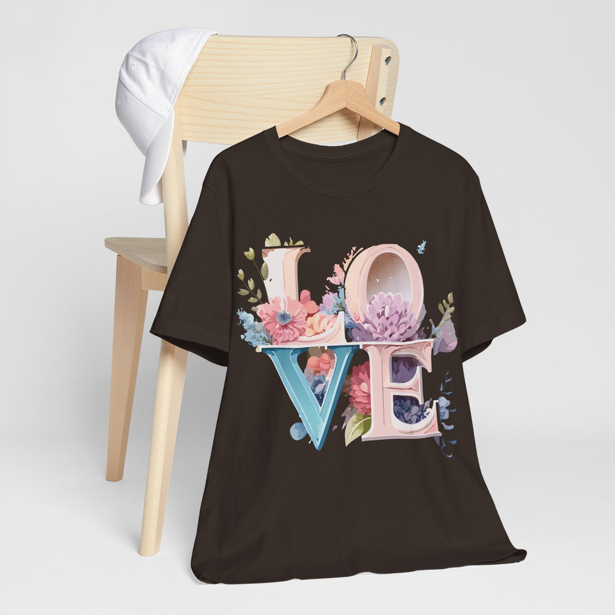 Valentine's Day Graphic Unisex Cotton Bella+Canvas Tee with Floral Art Design d122