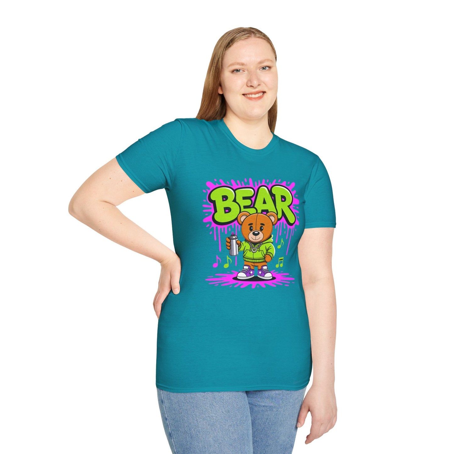 Unisex Cartoon T Shirt With Funny Animals Print Gildan Softstyle 64000 Tee Comfortable Everyday Wear