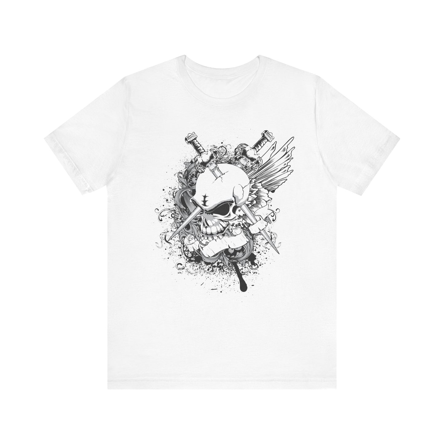 Dagger Skull Graphic Design Tee, Skull Shirt, Vintage Tees, Art Design T-Shirt, Vintage Graphic Tee, Art Shirts with Skulls