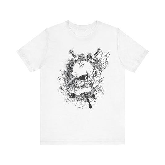 Dagger Skull Graphic Design Tee, Skull Shirt, Vintage Tees, Art Design T-Shirt, Vintage Graphic Tee, Art Shirts with Skulls