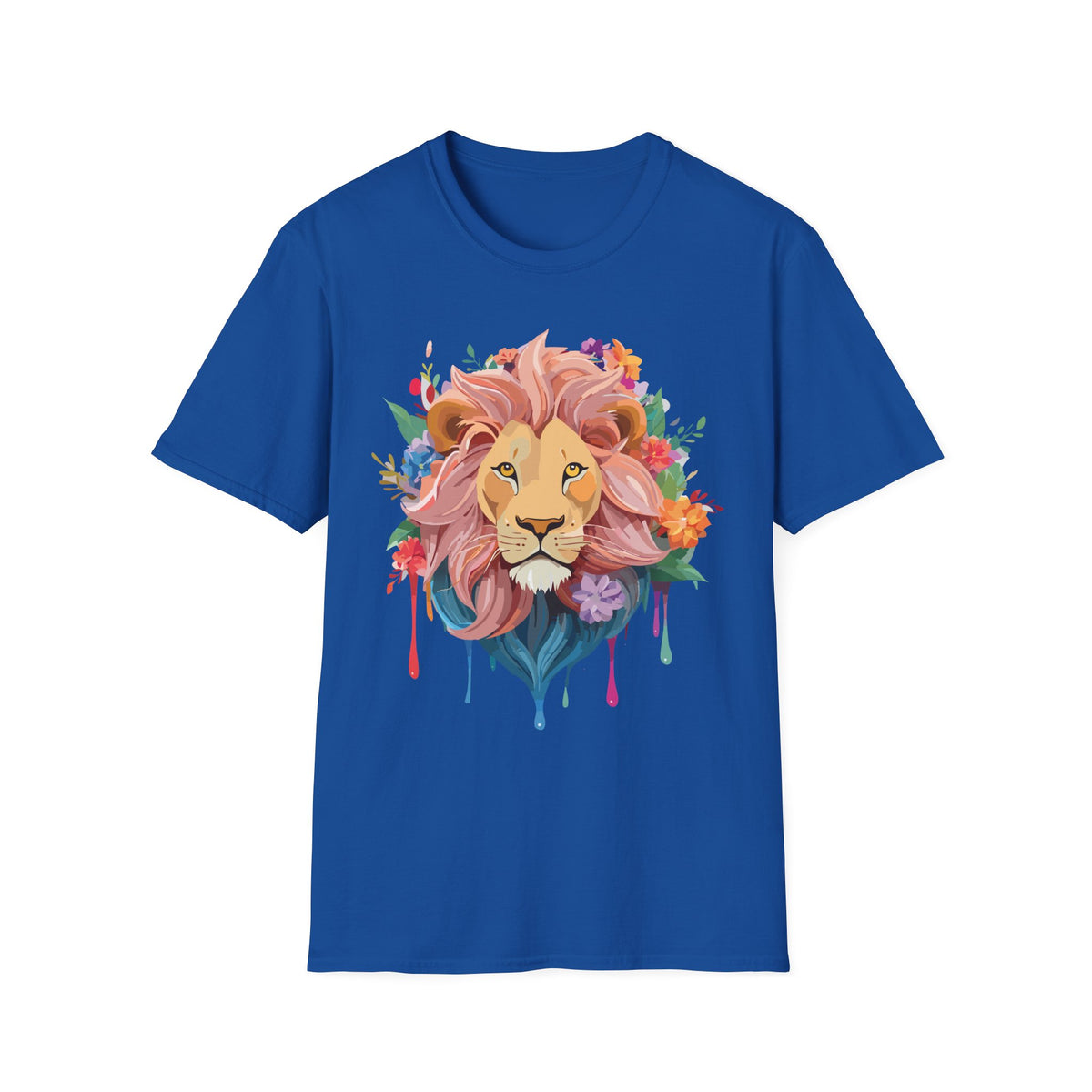 Floral Watercolor Lion T-Shirt | Colorful Mane Illustration