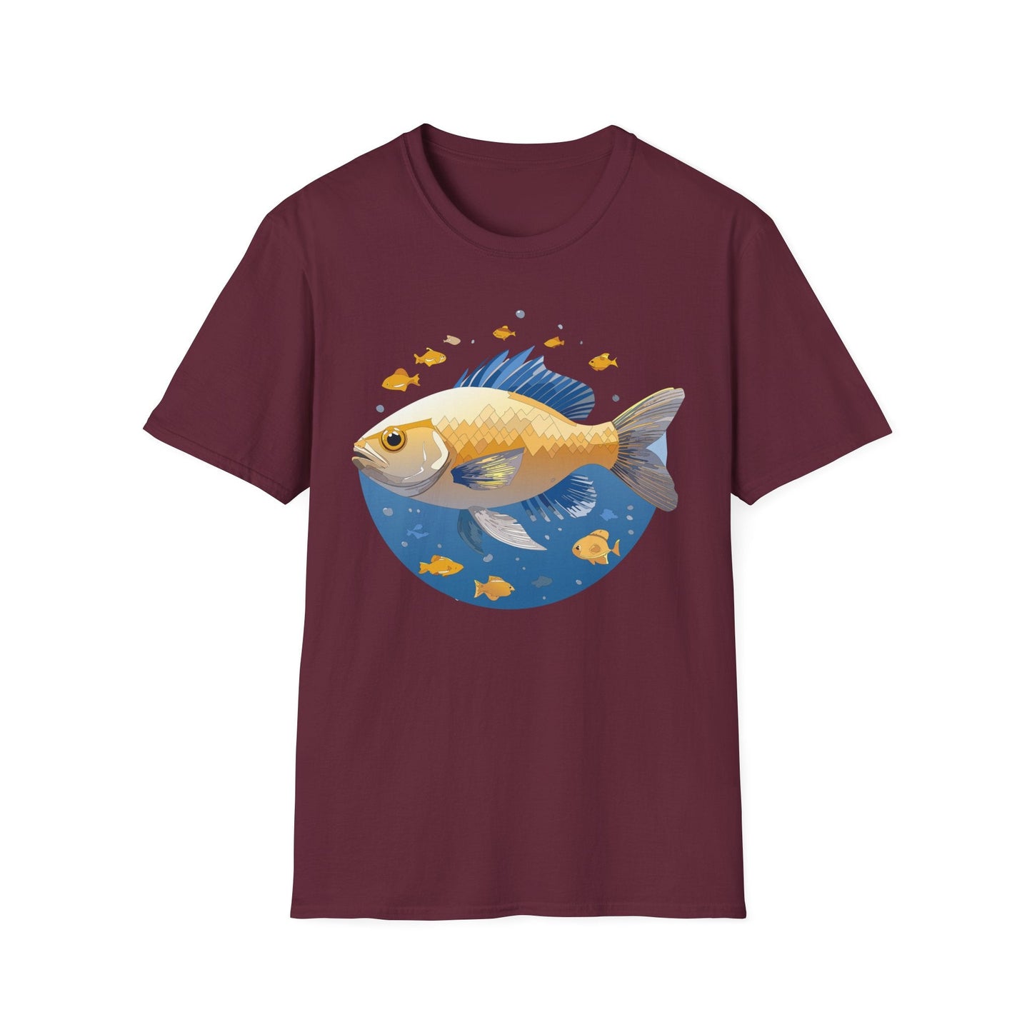 Fish Art Graphic Tee Shirt Unisex Gildan Softstyle 64000 100 Percent Ring Spun Cotton