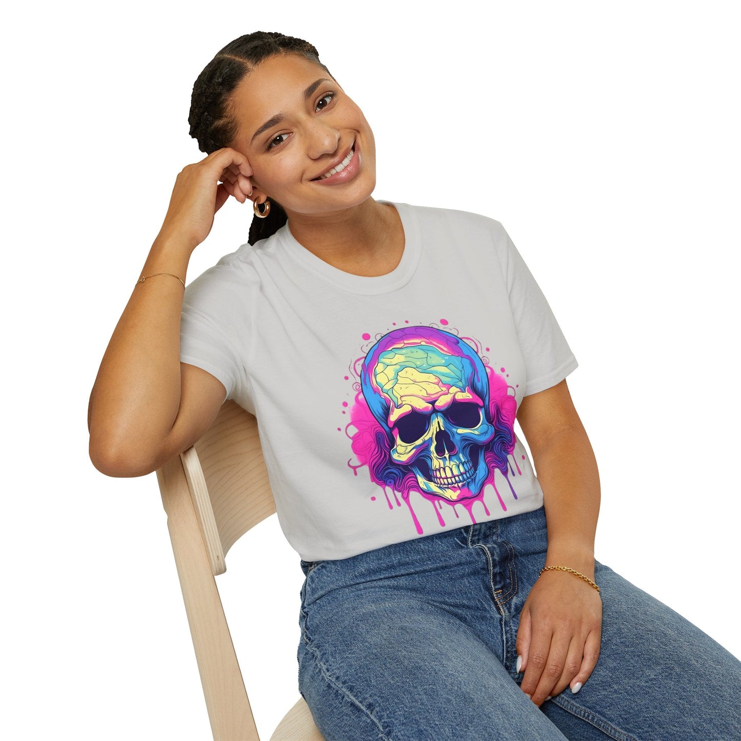 Skull Tee Shirt Unisex Skeleton Design Gildan Softstyle 64000 Ring Spun Cotton Tee