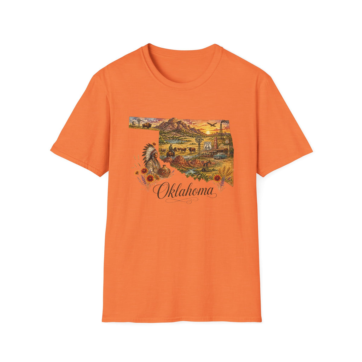Oklahoma State Travel Tourist Graphic Design Unisex 100 Cotton Gildan T-Shirt