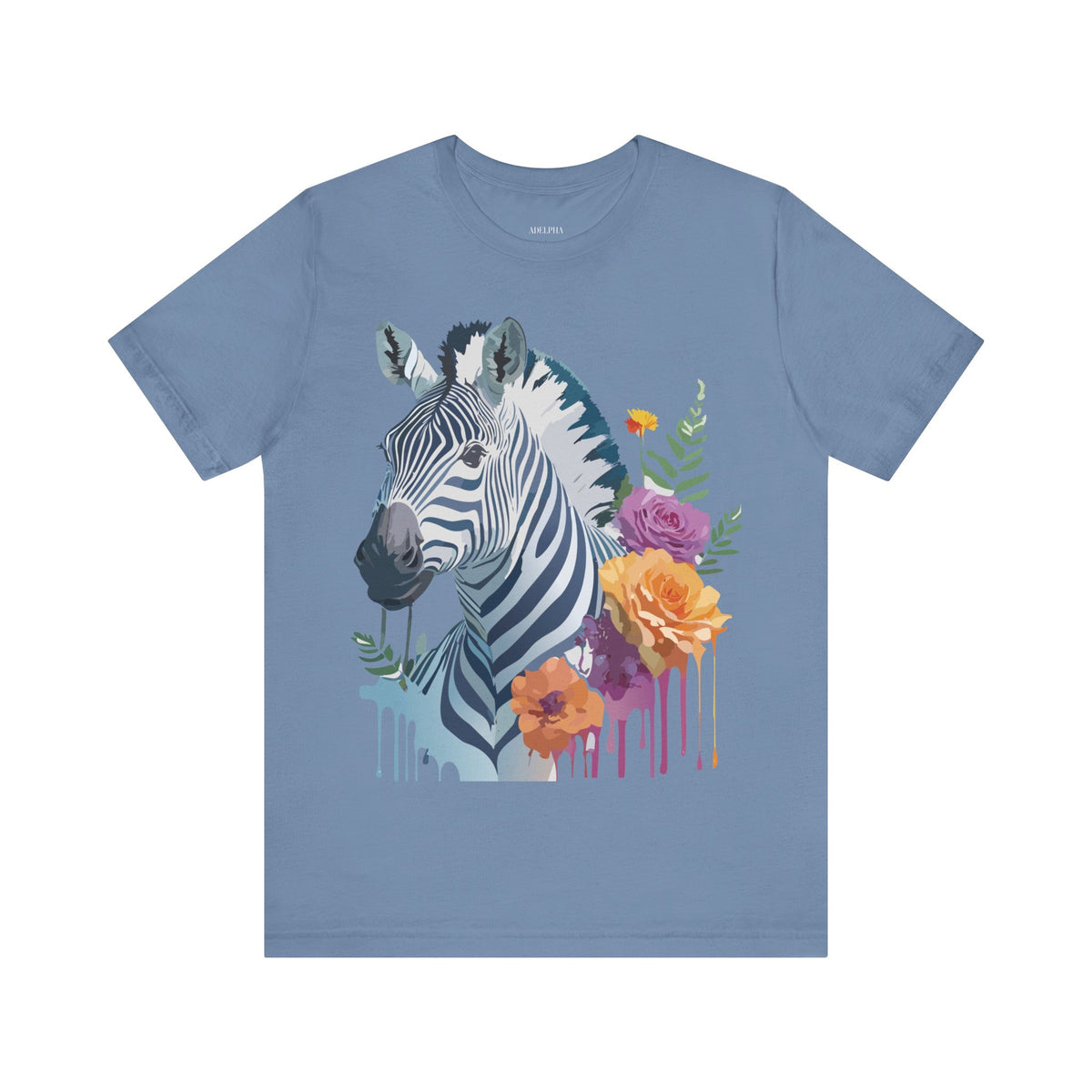 Zebra Graphic Unisex Cotton Bella+Canvas Tee with Art Animal Design e73