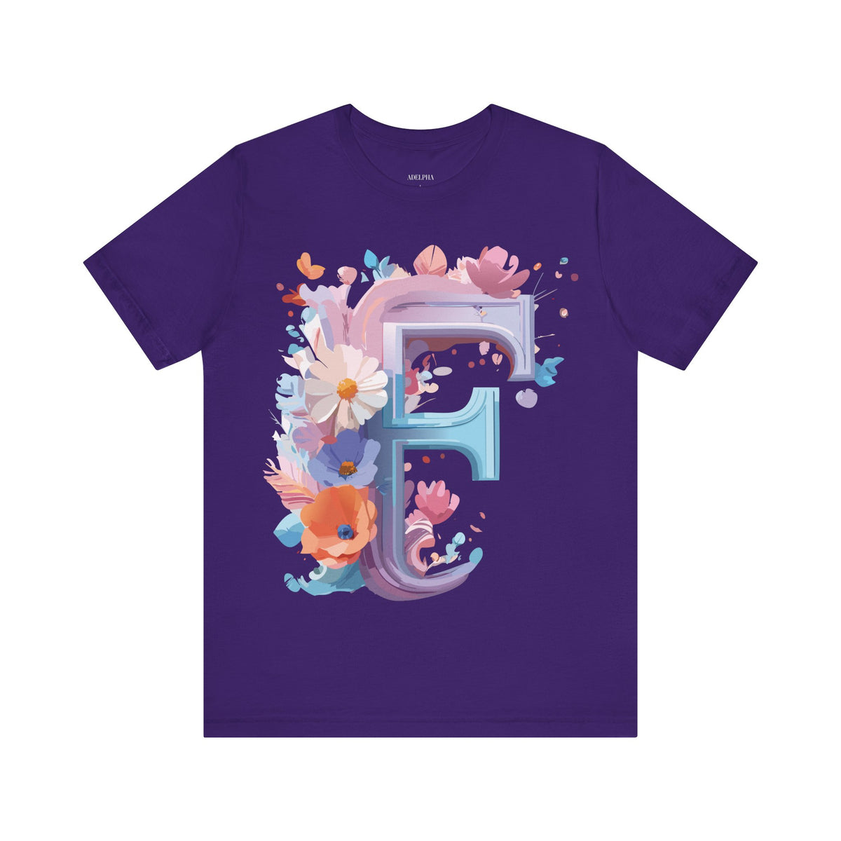 Letter F Graphic Unisex Cotton Bella+Canvas Tee with Art Letter Design