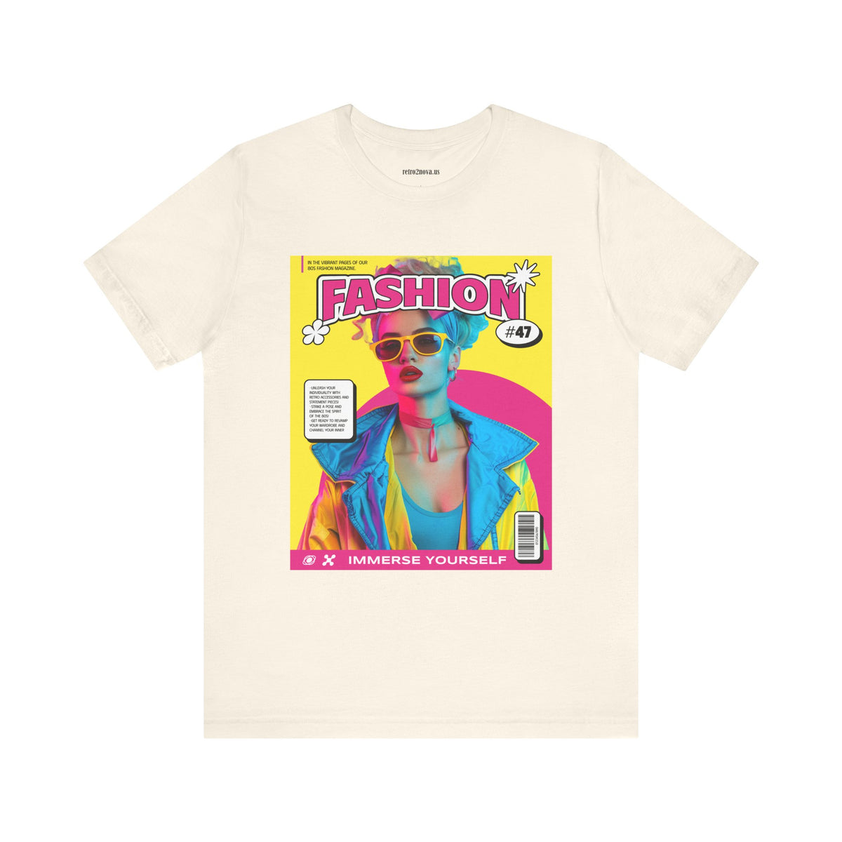 Magazine Cover Graphic Unisex Cotton Bella+Canvas Tee with Retro Poster ab25