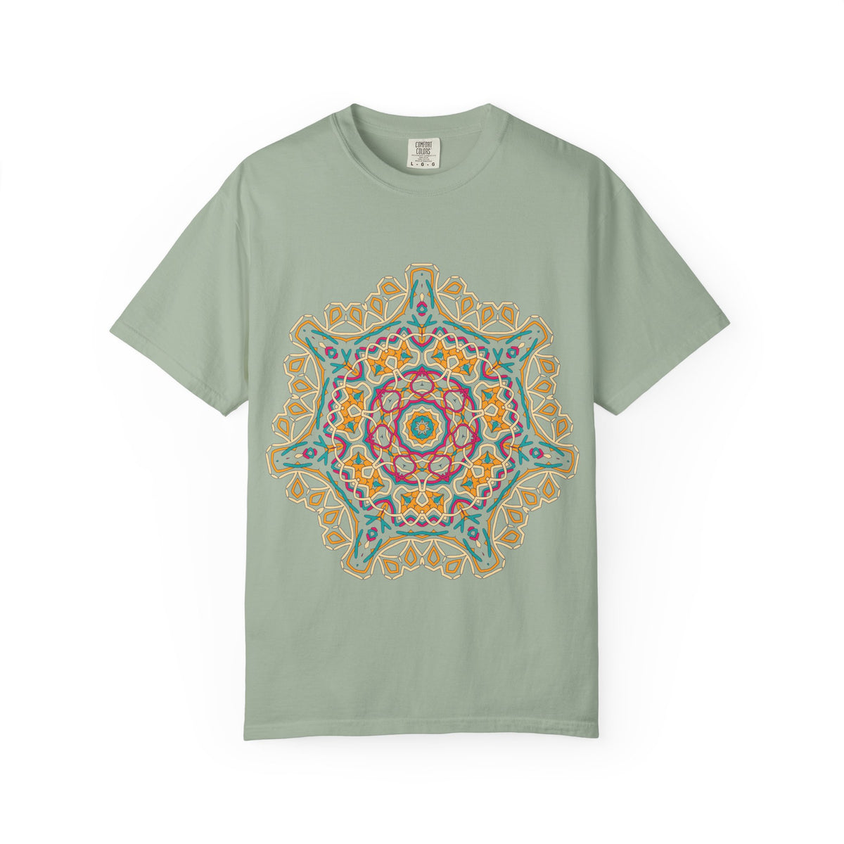 Unisex Garment Dyed Cotton T-Shirt with Mandala Graphic Design