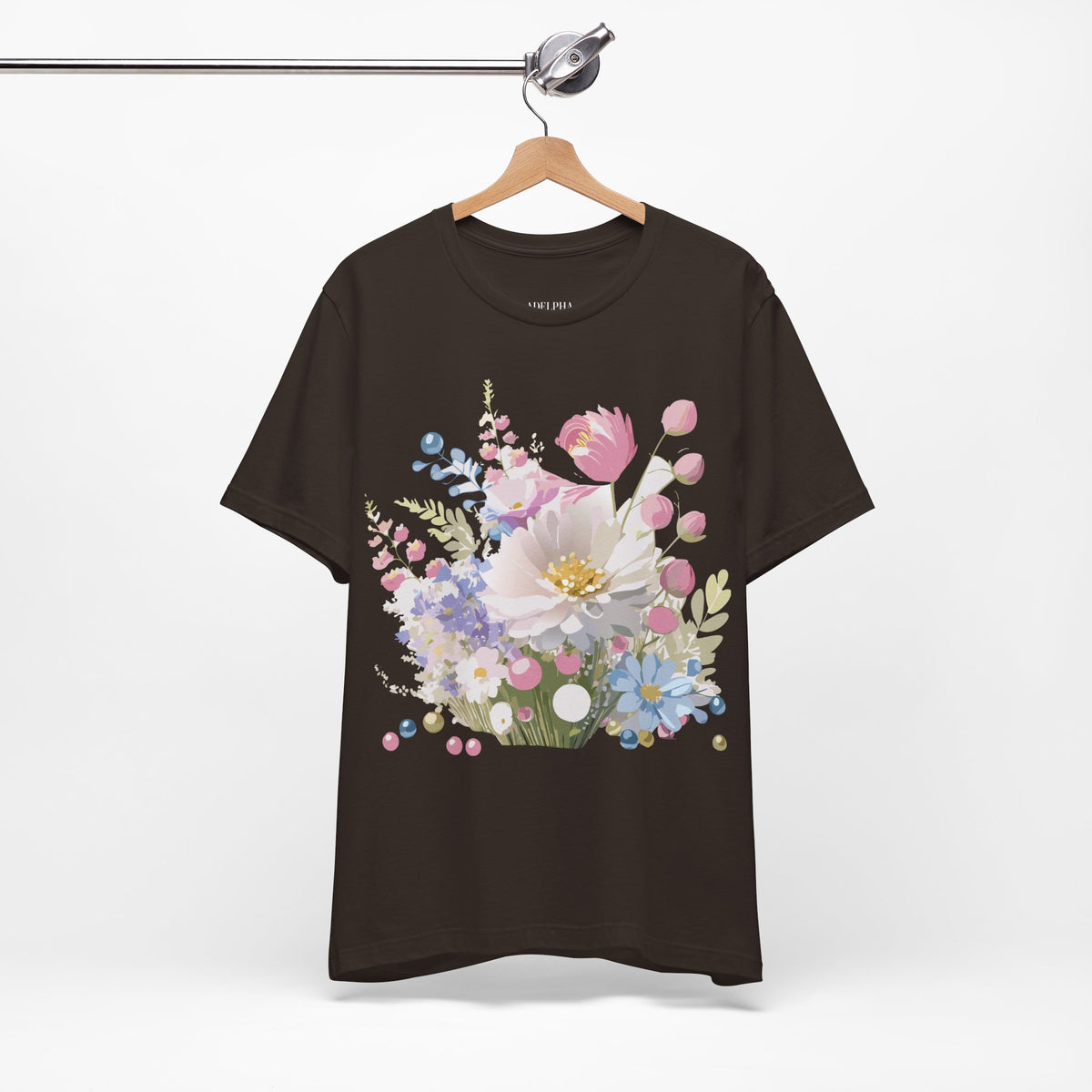 Floral Graphic Unisex Cotton Bella+Canvas Tee with Flowers Art Design n121