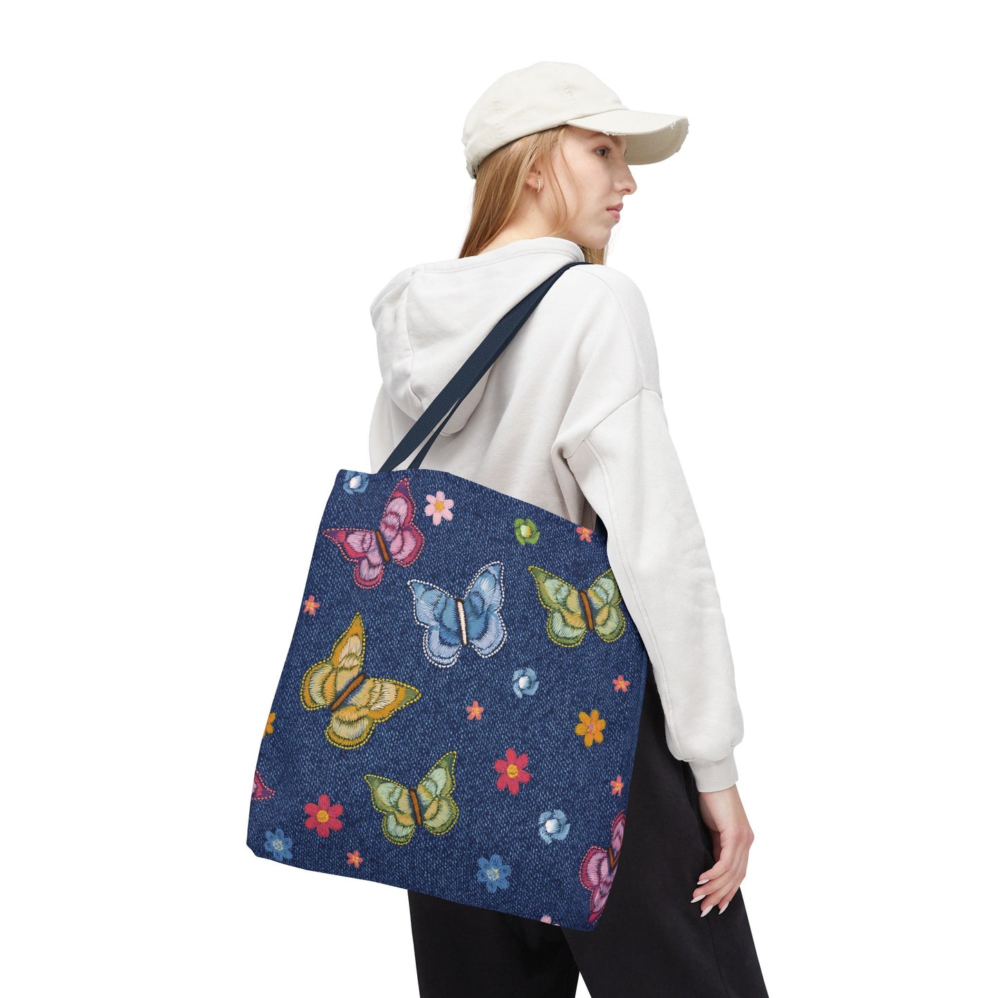 Denim Fabric Imitation Print Unisex Canvas Bag Poly Spun 3 Sizes Tote Bag 166