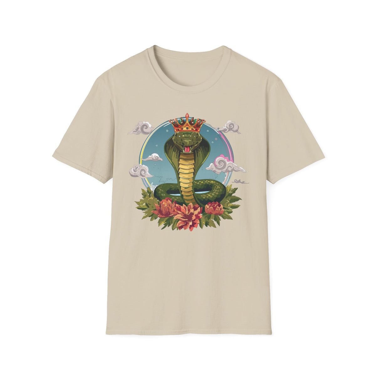 Crowned King Cobra T-Shirt | Snake Illustration, Regal Reptile Art
