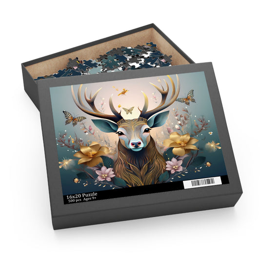 Puzzles-50 Kids Deer Puzzle 500-Piece  Floral Deer Puzzle 500-Piece, Animals Kids Puzzles Size: 16" x 20",  Ages 9+
