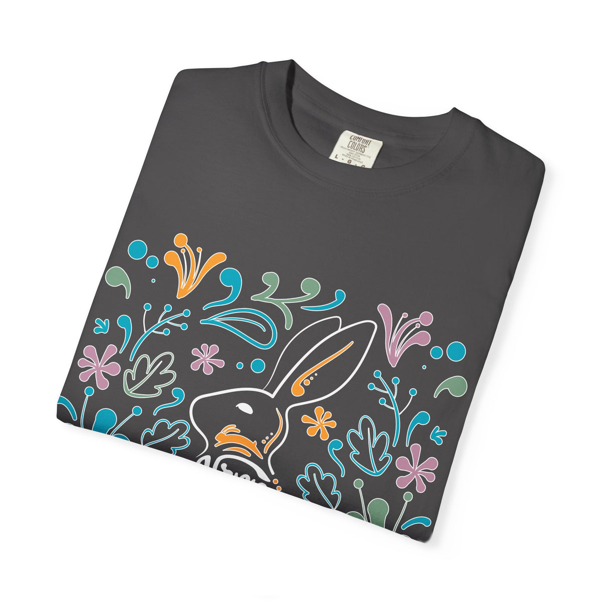 Easter Bunny Floral T-Shirt, Tee Shirt with Easter Signature, T Shirt with Easter Prints, Tee Shirt with Easter Design