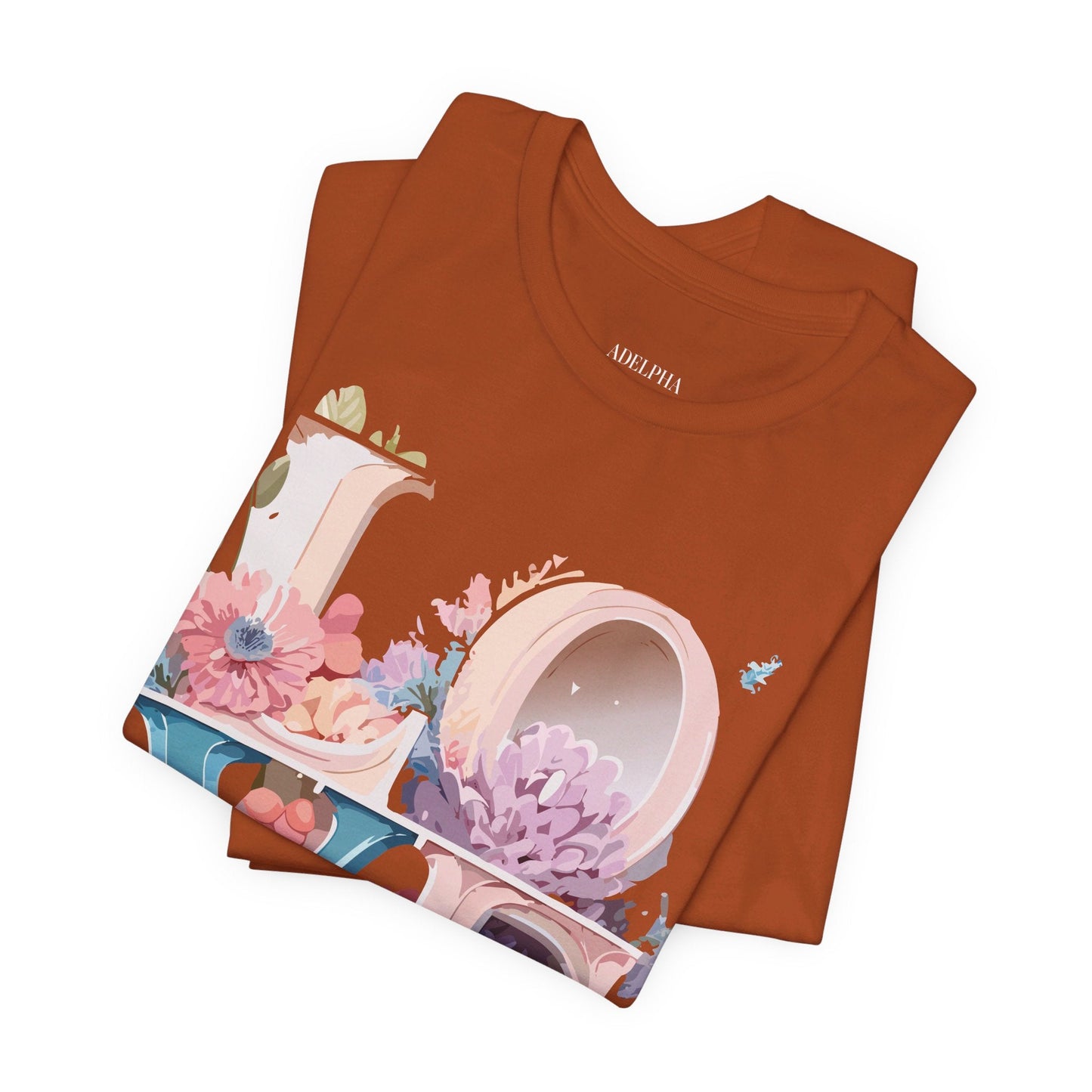 Valentine Day Graphic Unisex 100 Cotton Vintage Artwork with Love and Flower Design Tee 42