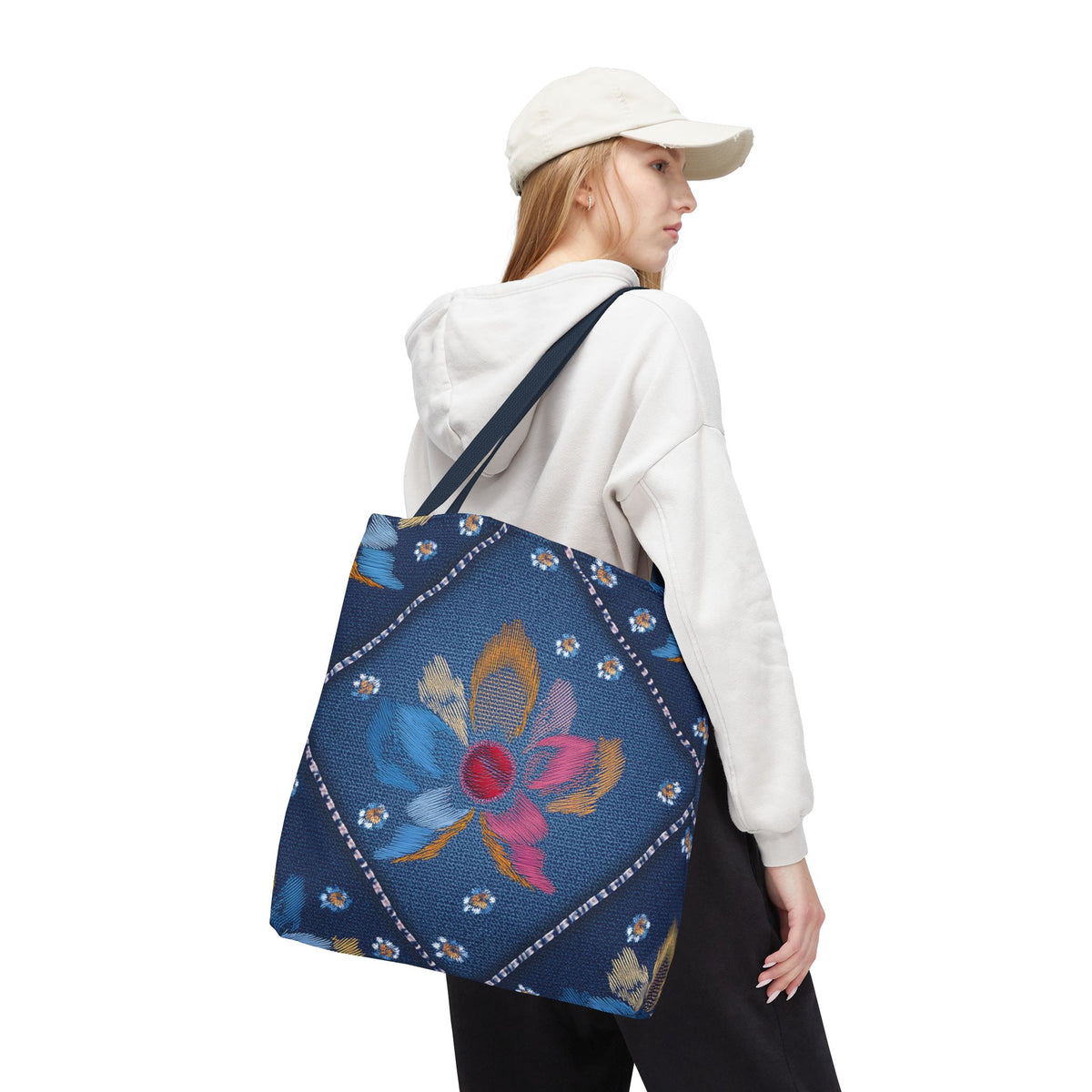 Denim Fabric Imitation Print Unisex Canvas Bag Poly Spun 3 Sizes Tote Bag 172