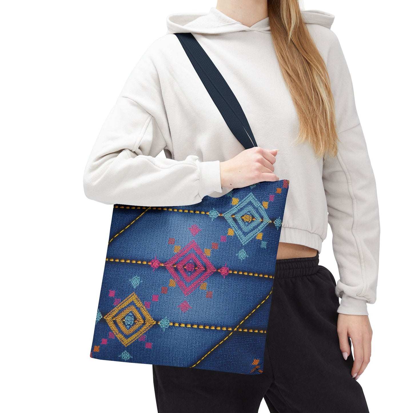 Diwali Graphic Denim Fabric Imitation Print Unisex Canvas Bag Poly Spun 3 Sizes Tote Bag 205-22
