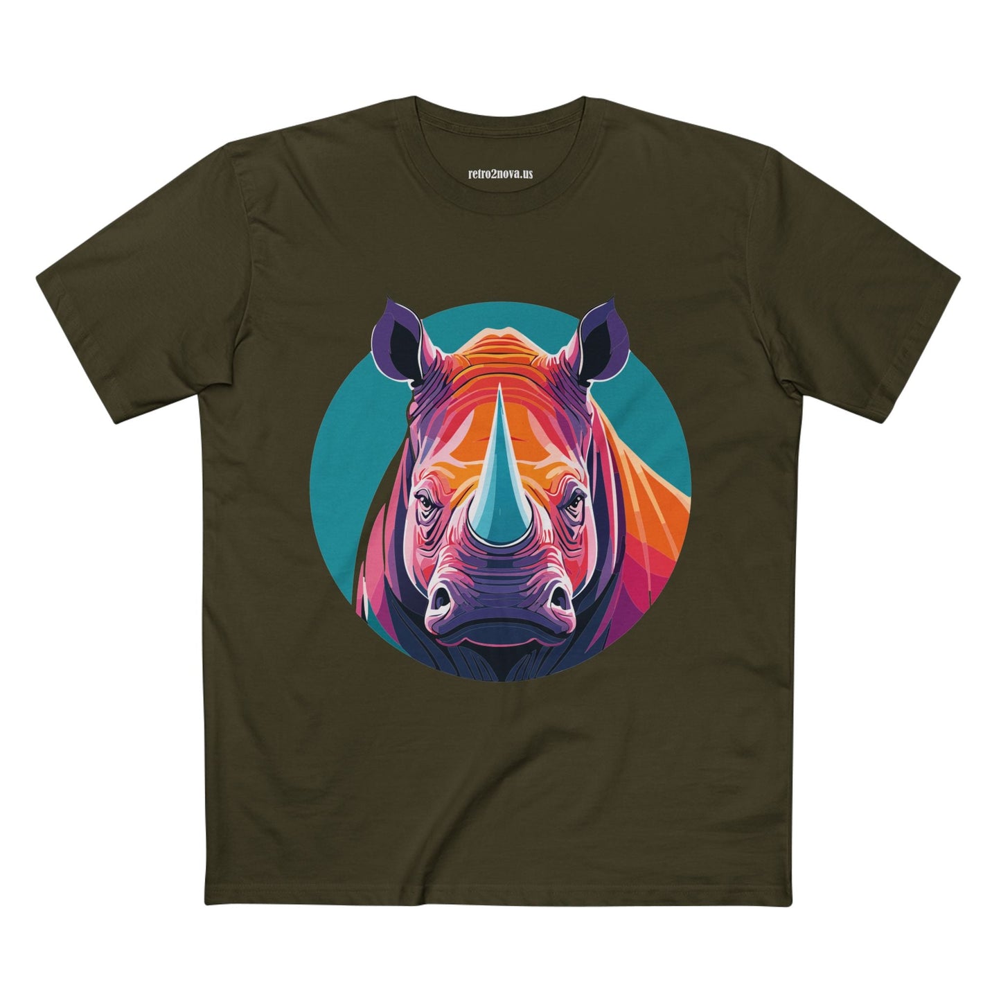 Rhino Animal Shirt Unisex Premium Cotton Tee With Original Art Design From Retro2Nova Art Collection Edition