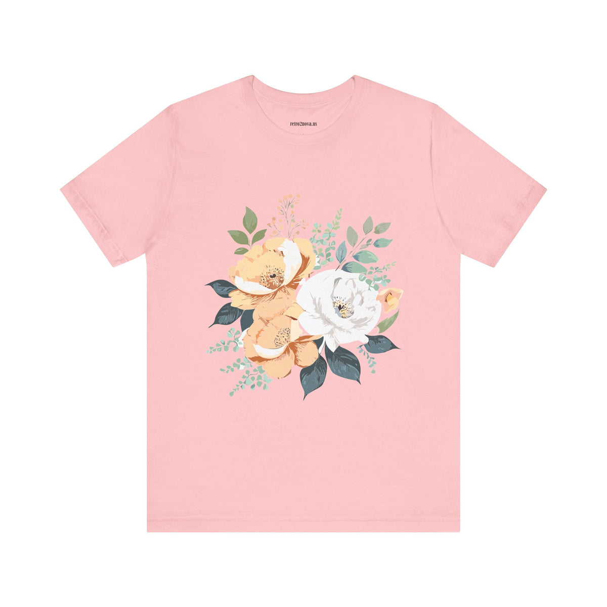 Floral Graphic Unisex Cotton Bella+Canvas Tee with Flowers Design ab14