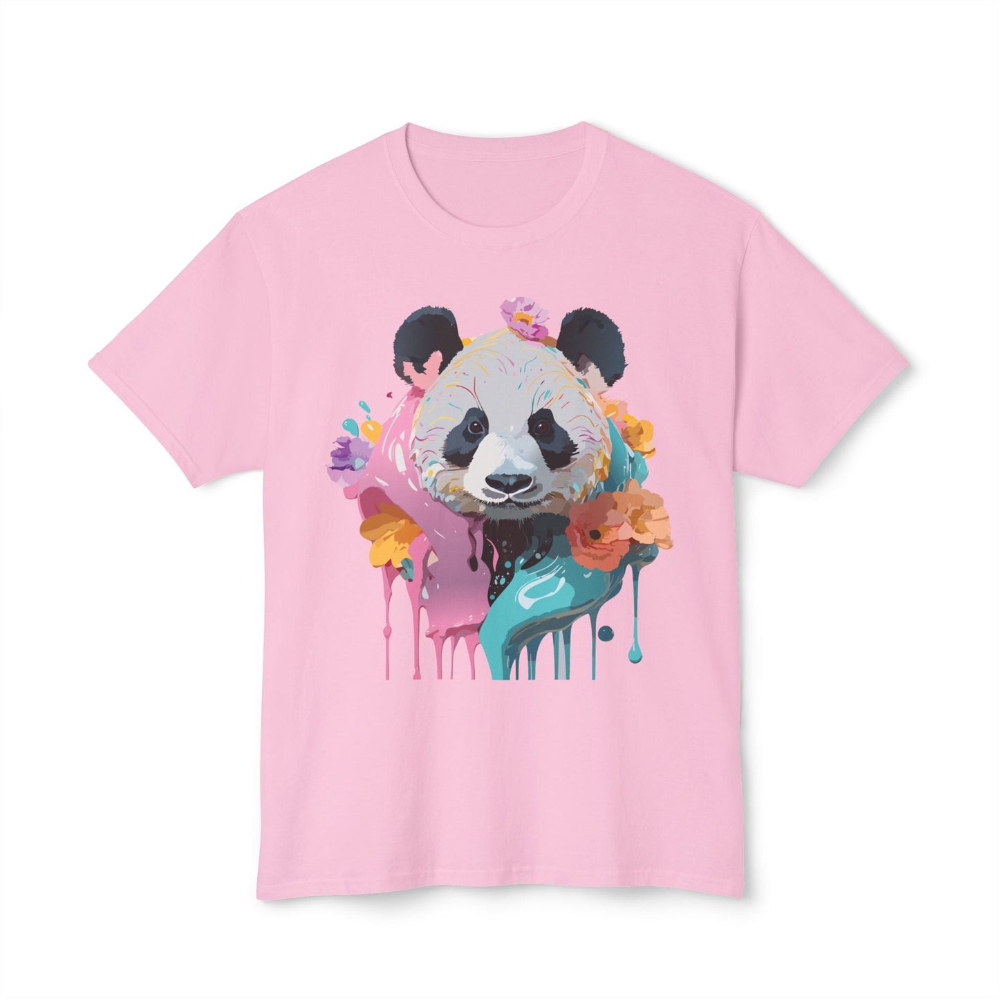 Panda T Shirt Unisex HD Cotton Tee With Panda Art Print Vintage Floral Design Printed In USA