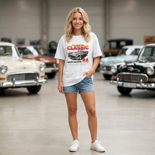 Retro Car Vintage Graphic Tee Staple Unisex 100 Cotton Tee Shirt - RC-16