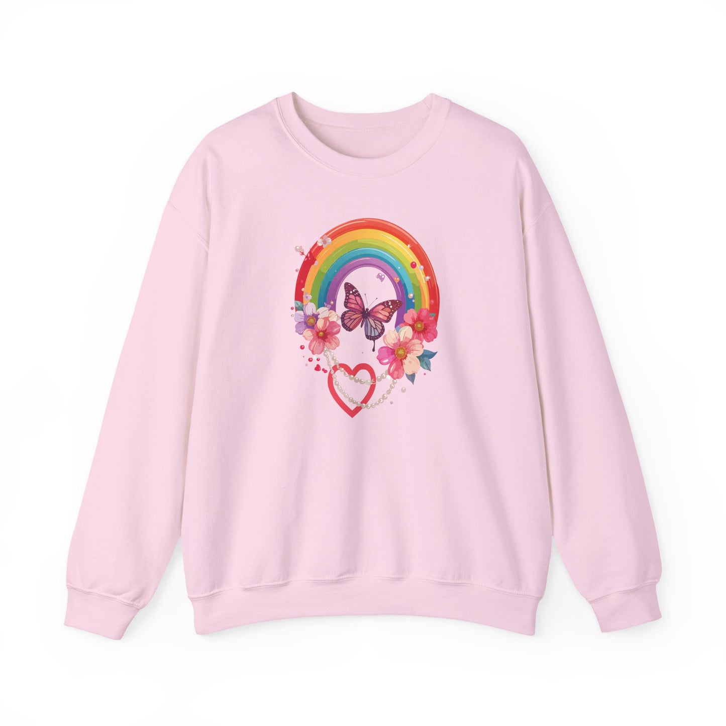 Rainbow Heart Sweatshirt, Floral Heart Sweatshirt, Floral Love Sweatshirt, Valentine's Day Sweatshirt, Rainbow Heart Floral Sweatshirt 106
